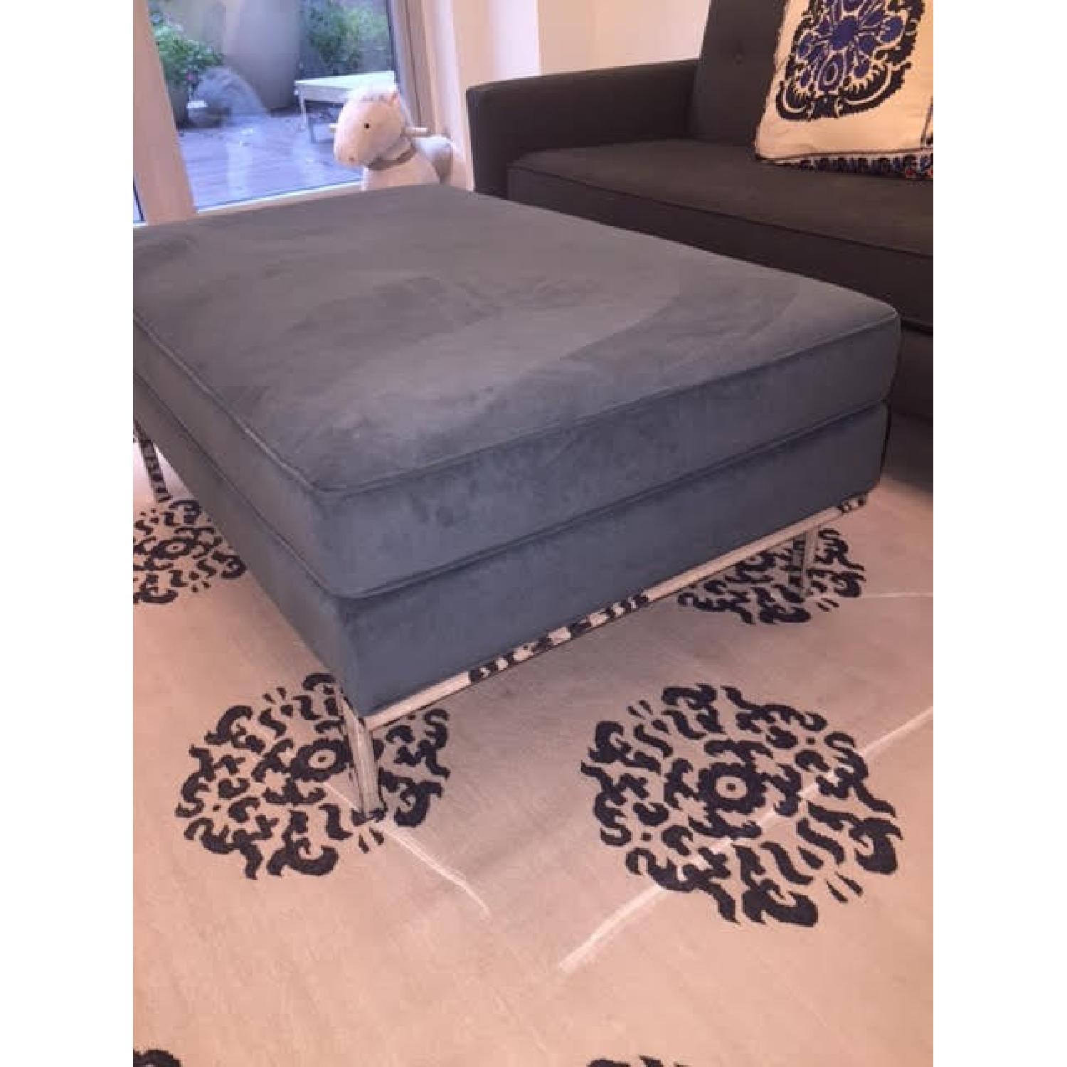 Design Within Reach Theater Ottoman in Slate Blue - image-2