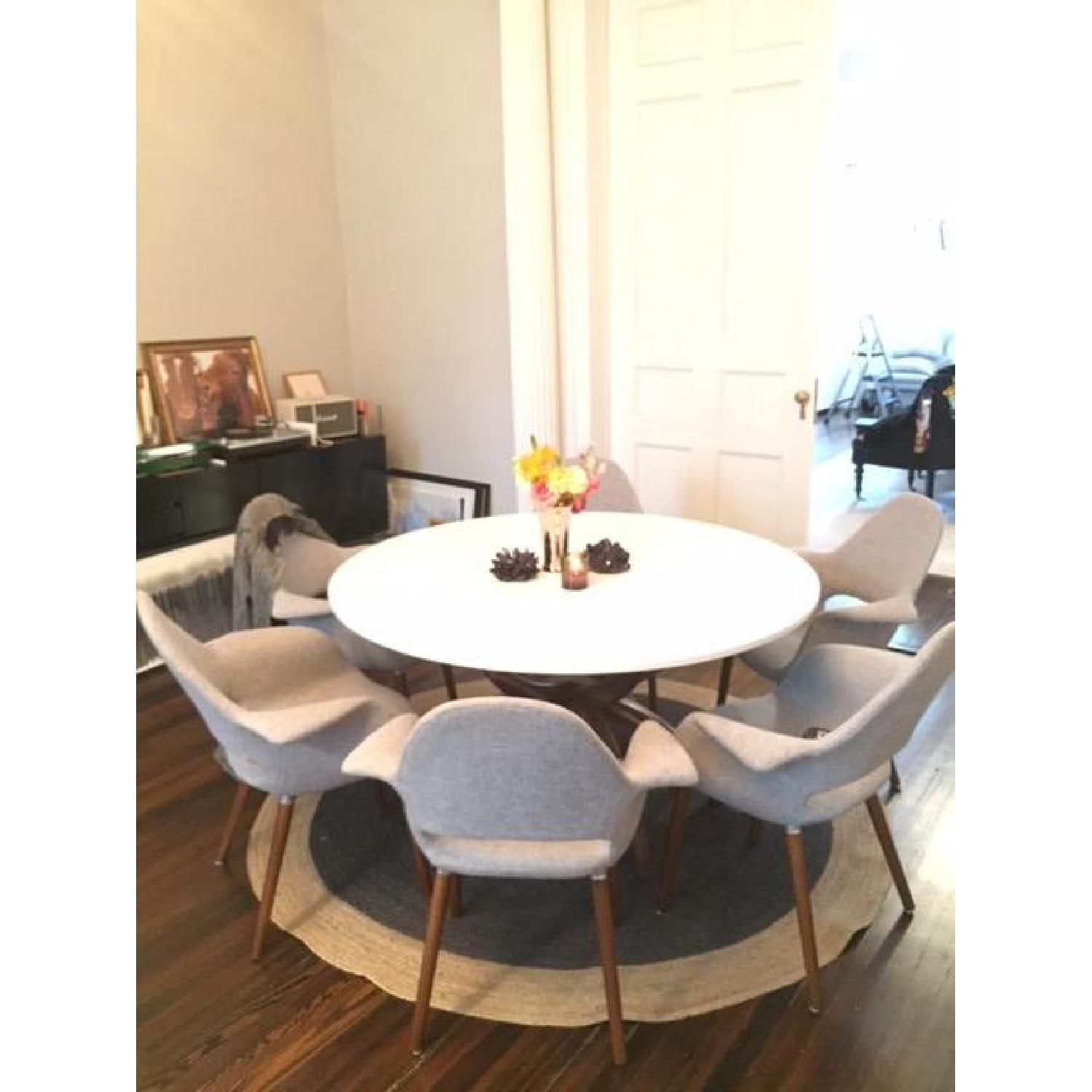 Custom Solid Wood & Quartz Dining Table w/ 6 Chairs AptDeco