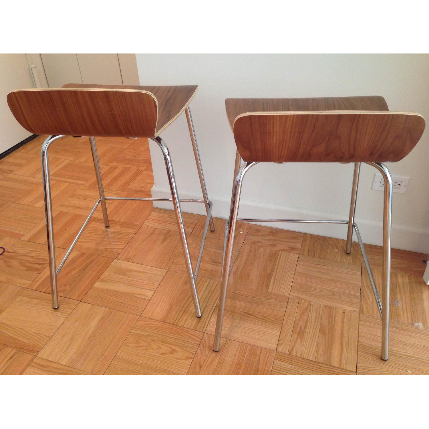 Crate & Barrel Felix Walnut Bar Stools - image-2