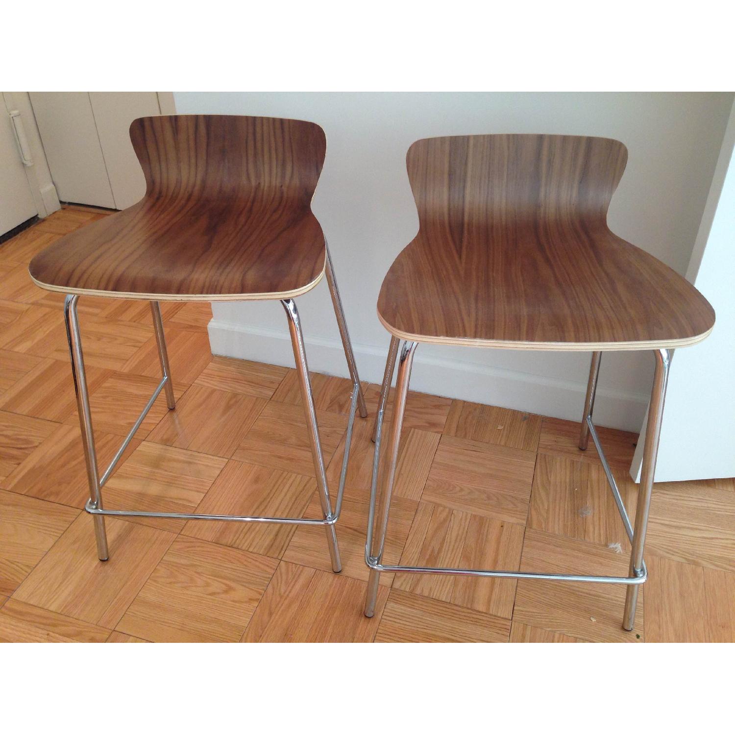 Crate & Barrel Felix Walnut Bar Stools - image-3