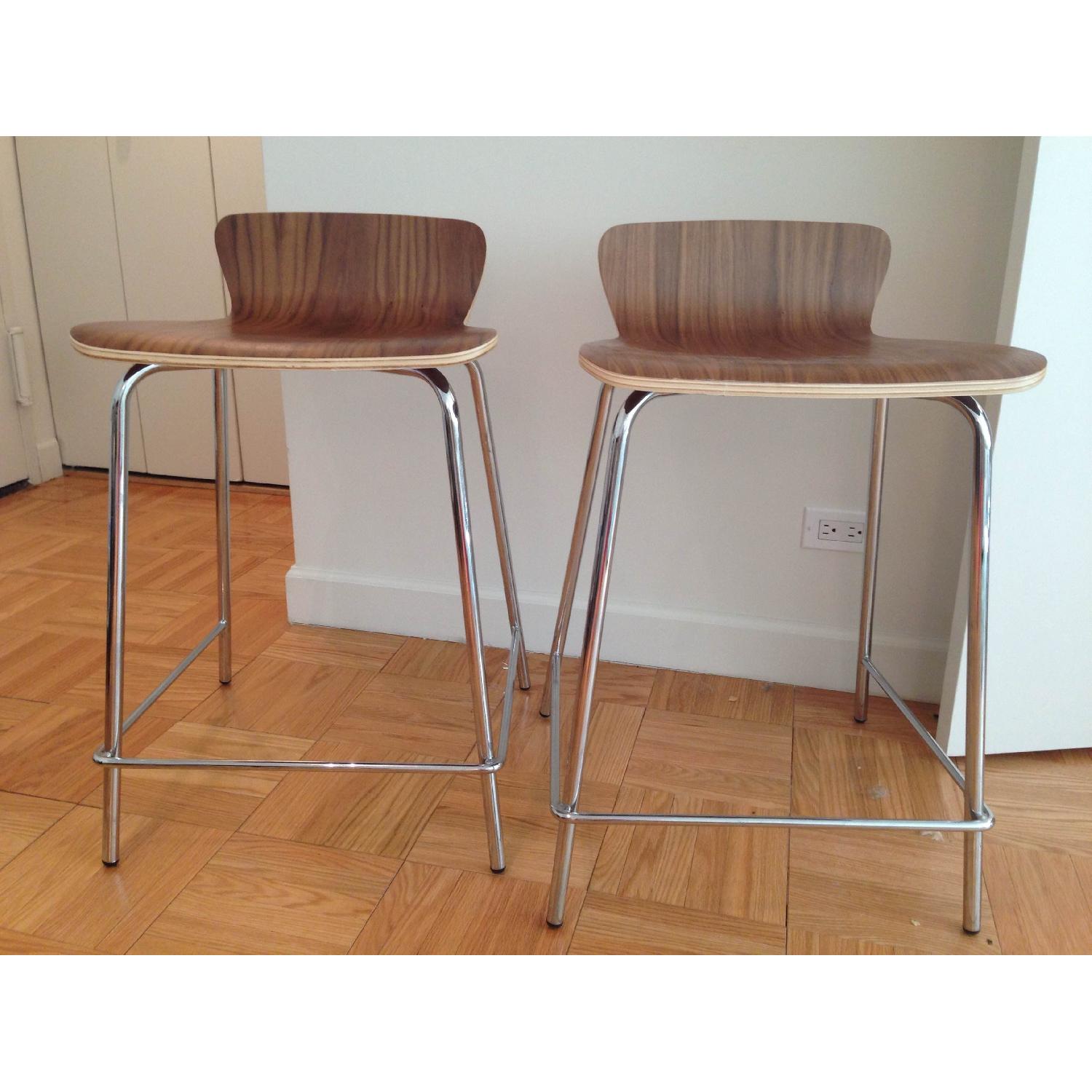 Crate & Barrel Felix Walnut Bar Stools - image-4