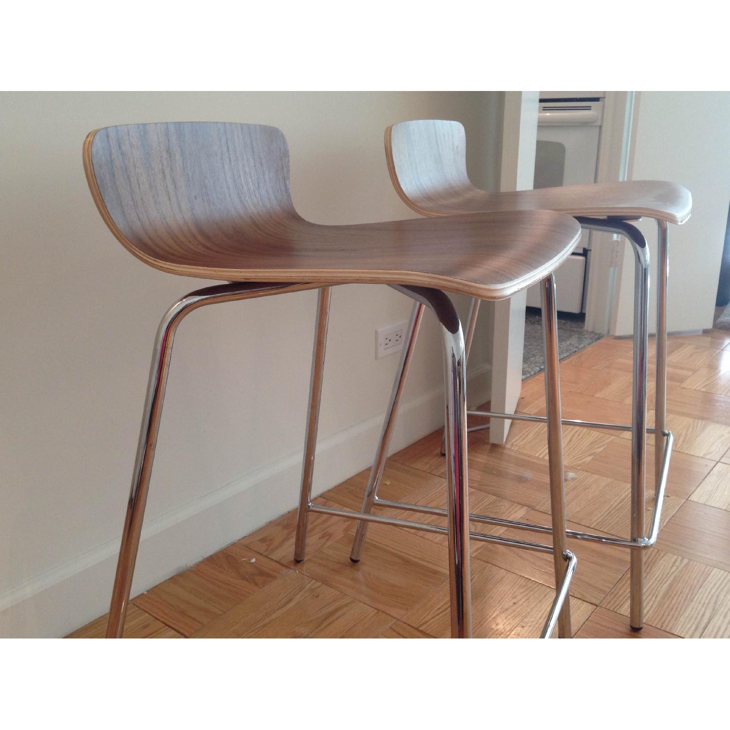 Crate & Barrel Felix Walnut Bar Stools - image-7