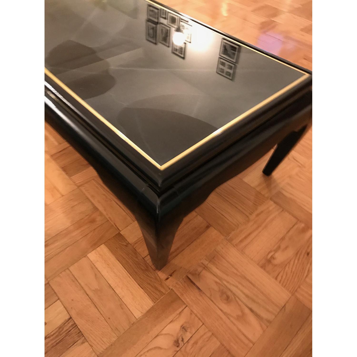 Vintage Wood & Painted Glass Coffee Table - image-1