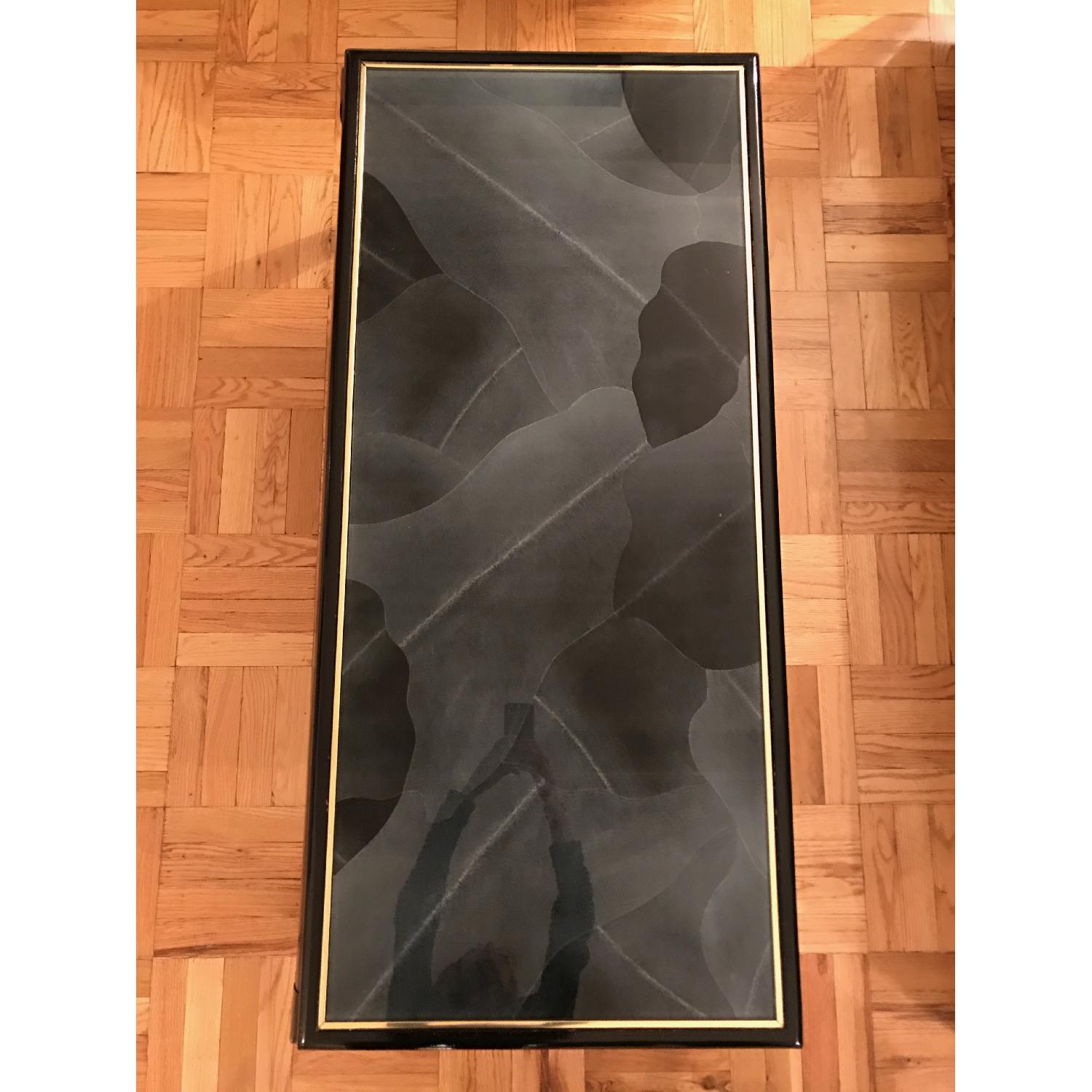 Vintage Wood & Painted Glass Coffee Table - image-2