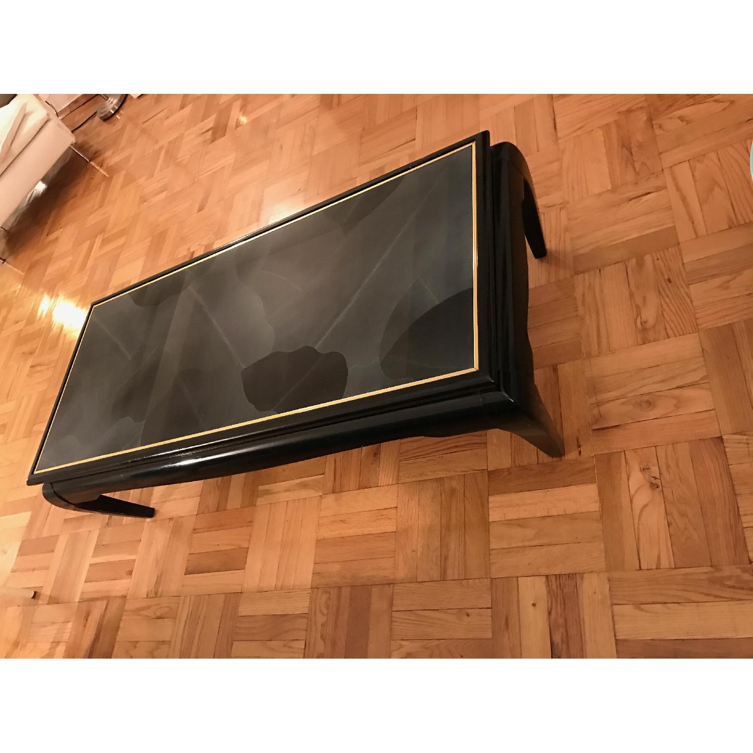 Vintage Wood & Painted Glass Coffee Table - image-3