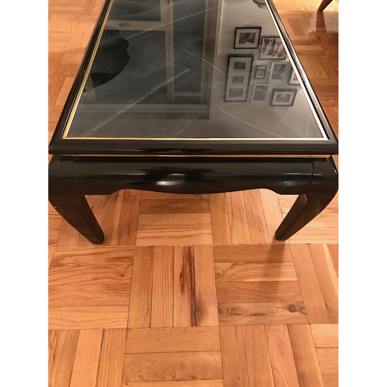 Vintage Wood & Painted Glass Coffee Table AptDeco