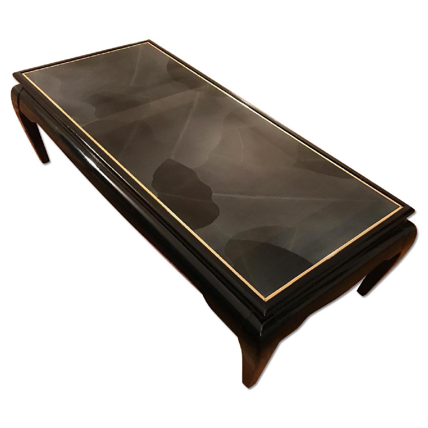 Vintage Wood & Painted Glass Coffee Table AptDeco