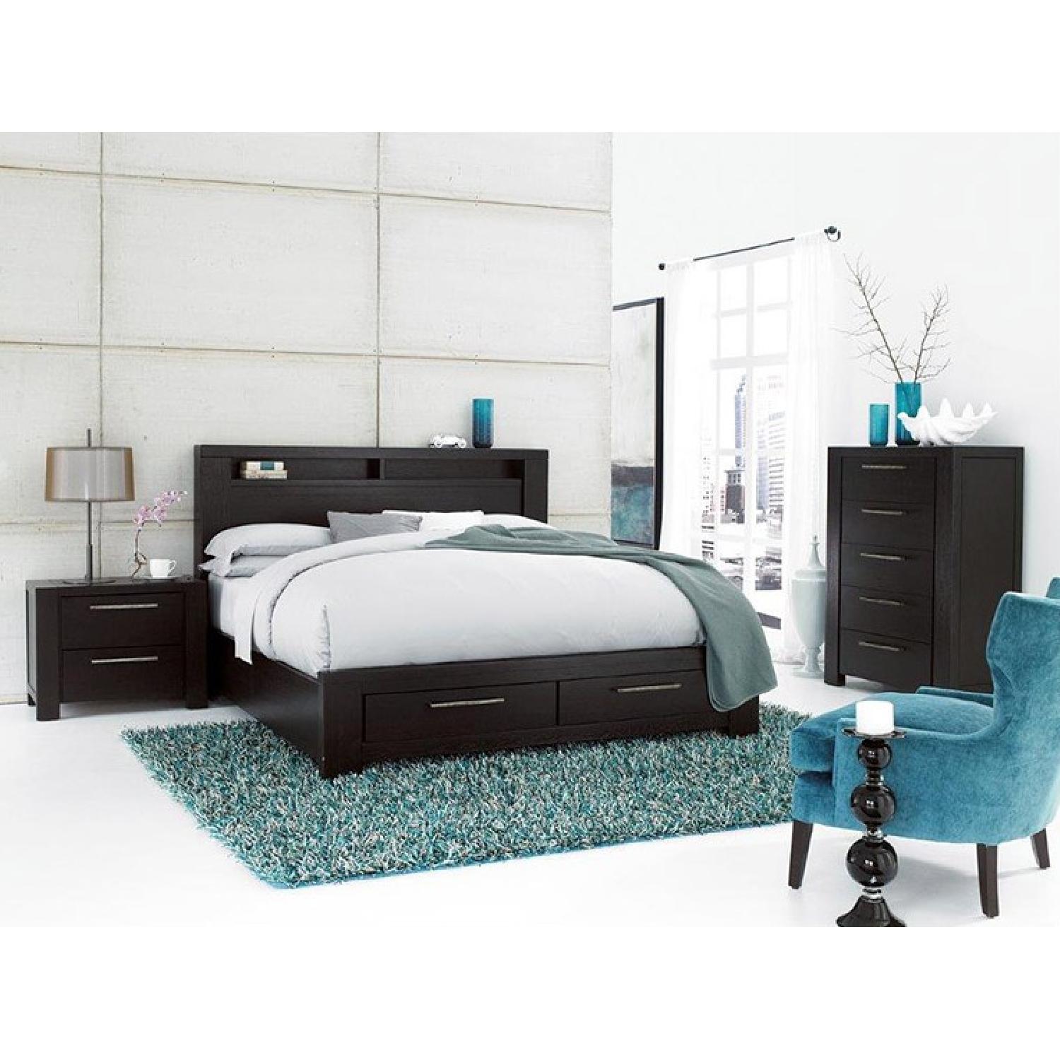 Tocara Dark Tone Platform Storage Bed Frame + 2 Nightstands + Chest of Drawers - image-1