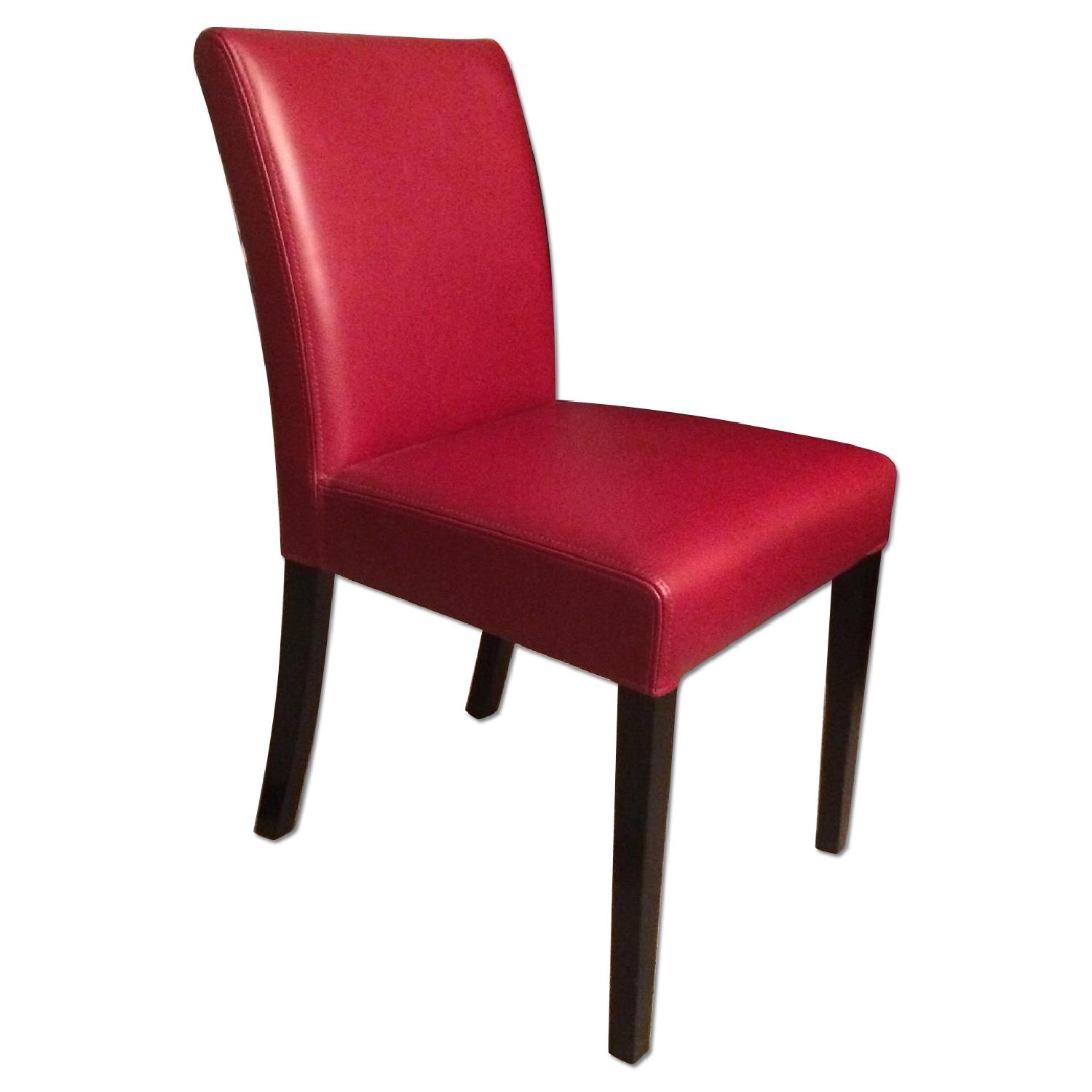 Crate & Barrel Lowe Red Leather Dining Chair AptDeco