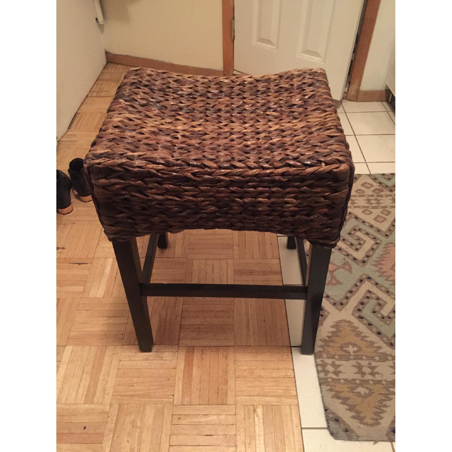 Hardwood/Wicker Seat Bar Stools AptDeco