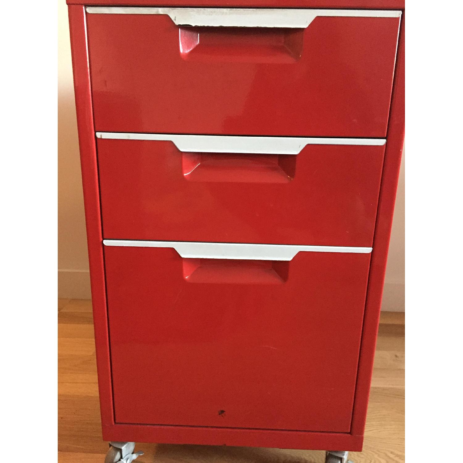 CB2 Red TPS 3 Drawer Filing AptDeco
