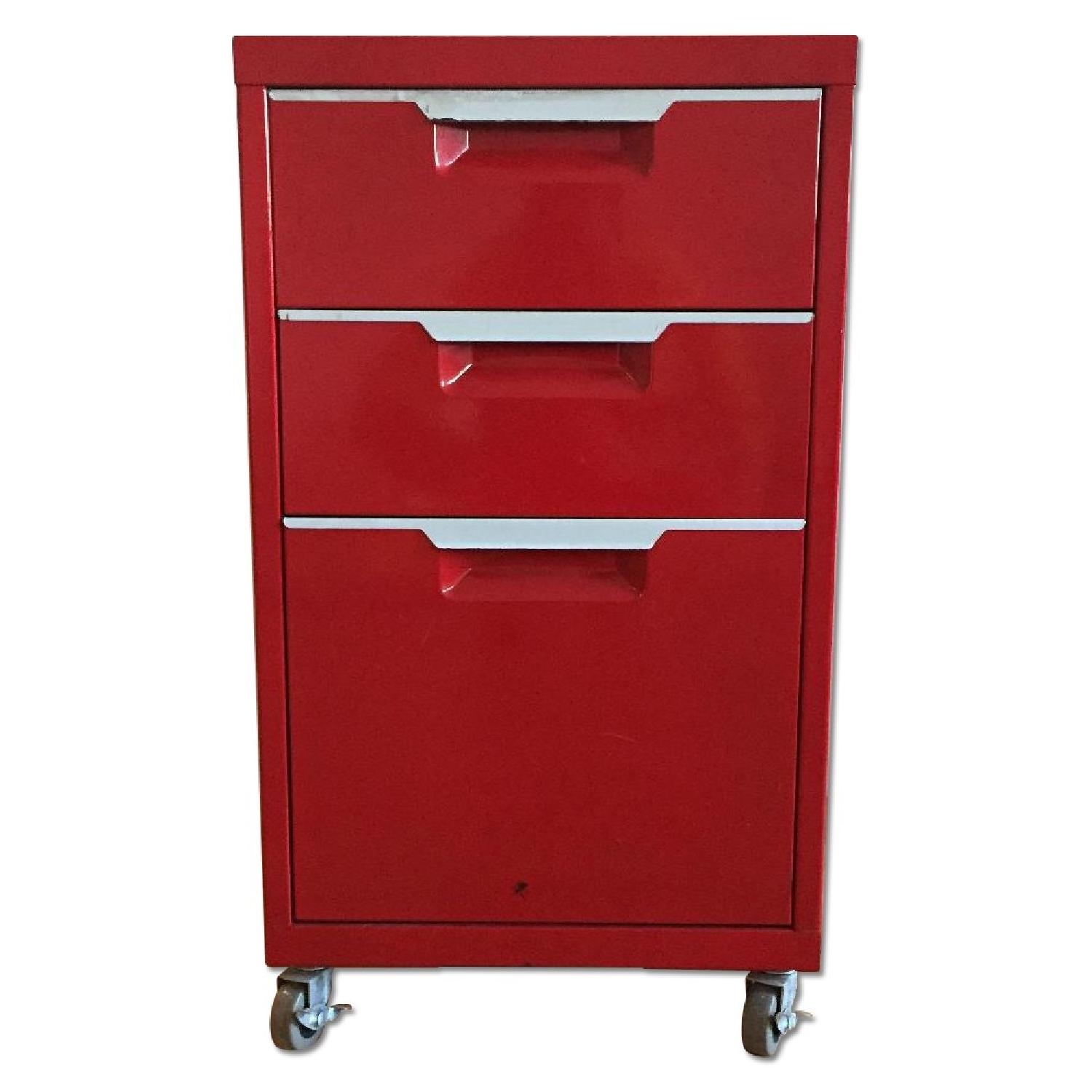 CB2 Red TPS 3 Drawer Filing AptDeco