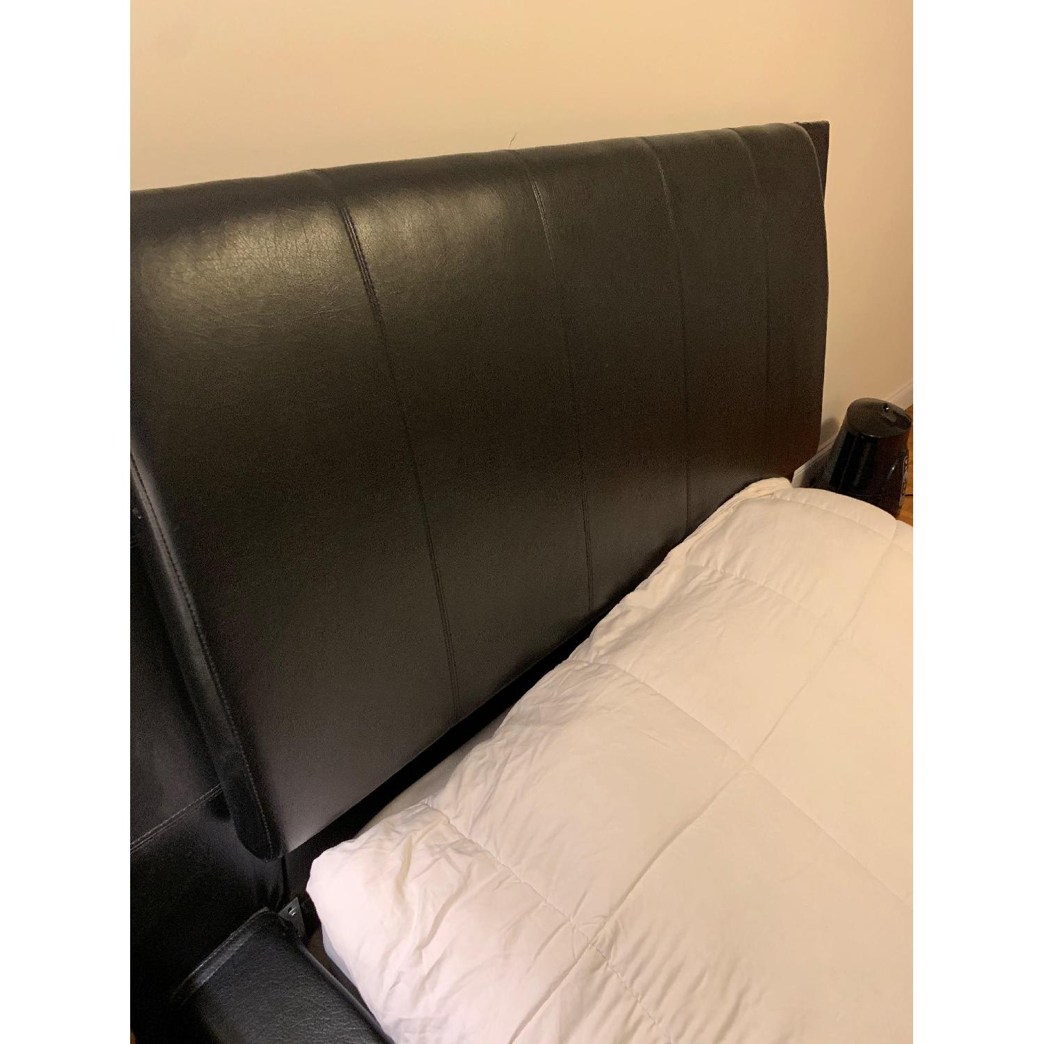 Bob's High Gloss Black Queen Bed w/ Padded Headboard - image-3