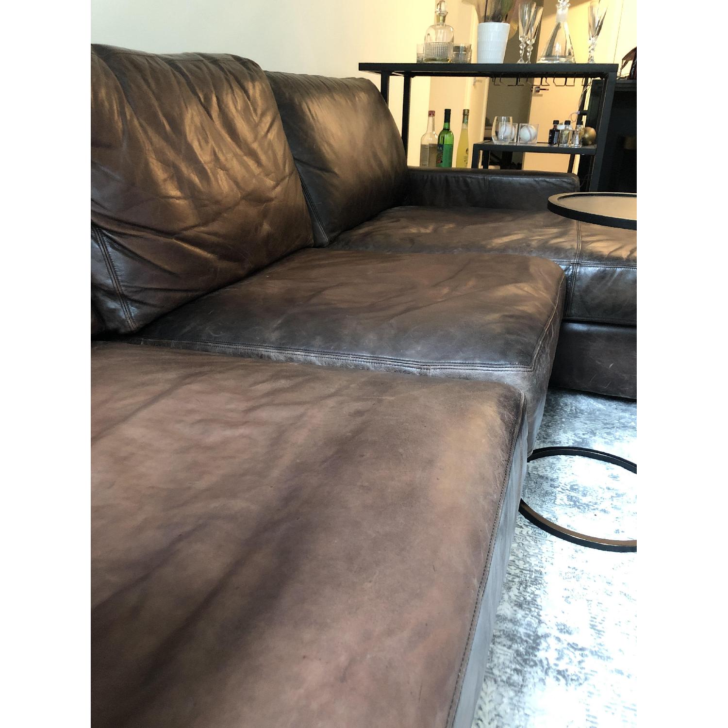 Pottery Barn Turner Square Arm Leather Chaise Sectional Sofa - image-3