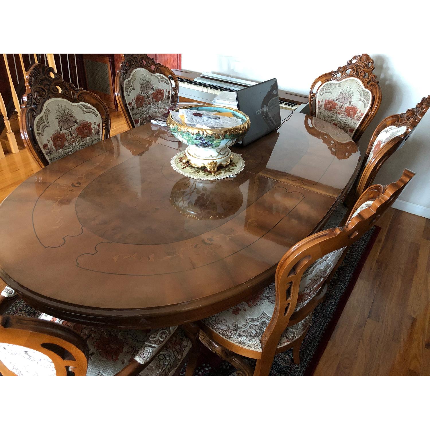 Natural Wood Italian Dining Table w/ 6 Chairs AptDeco