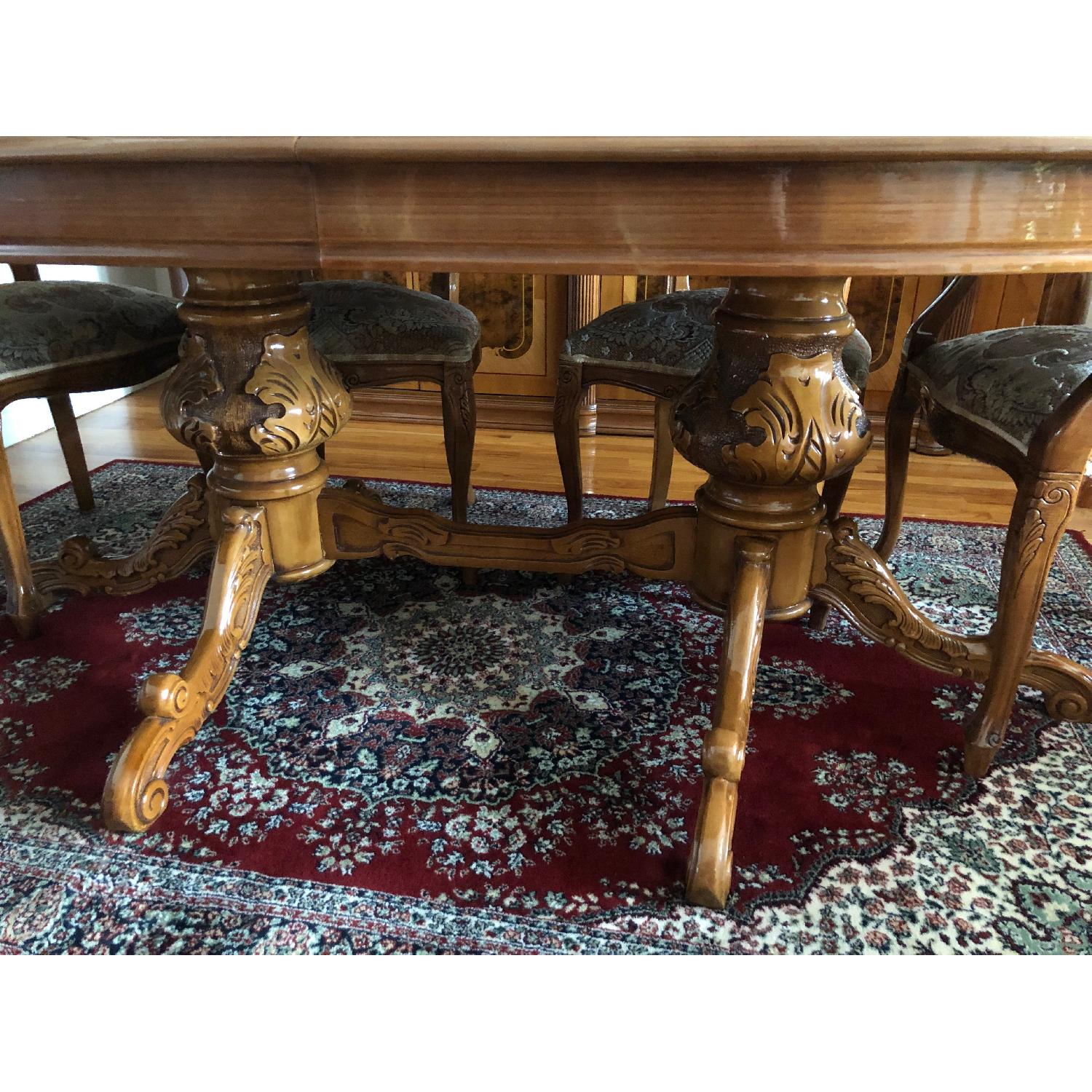 Natural Wood Italian Dining Table w/ 6 Chairs AptDeco