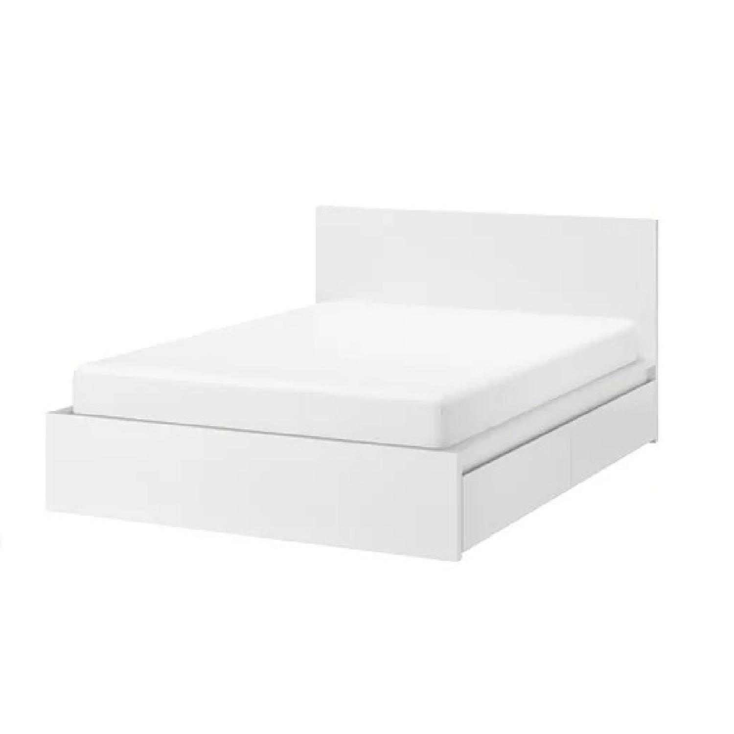 Ikea Malm White Full Size Bed w/ Storage Drawers - image-0