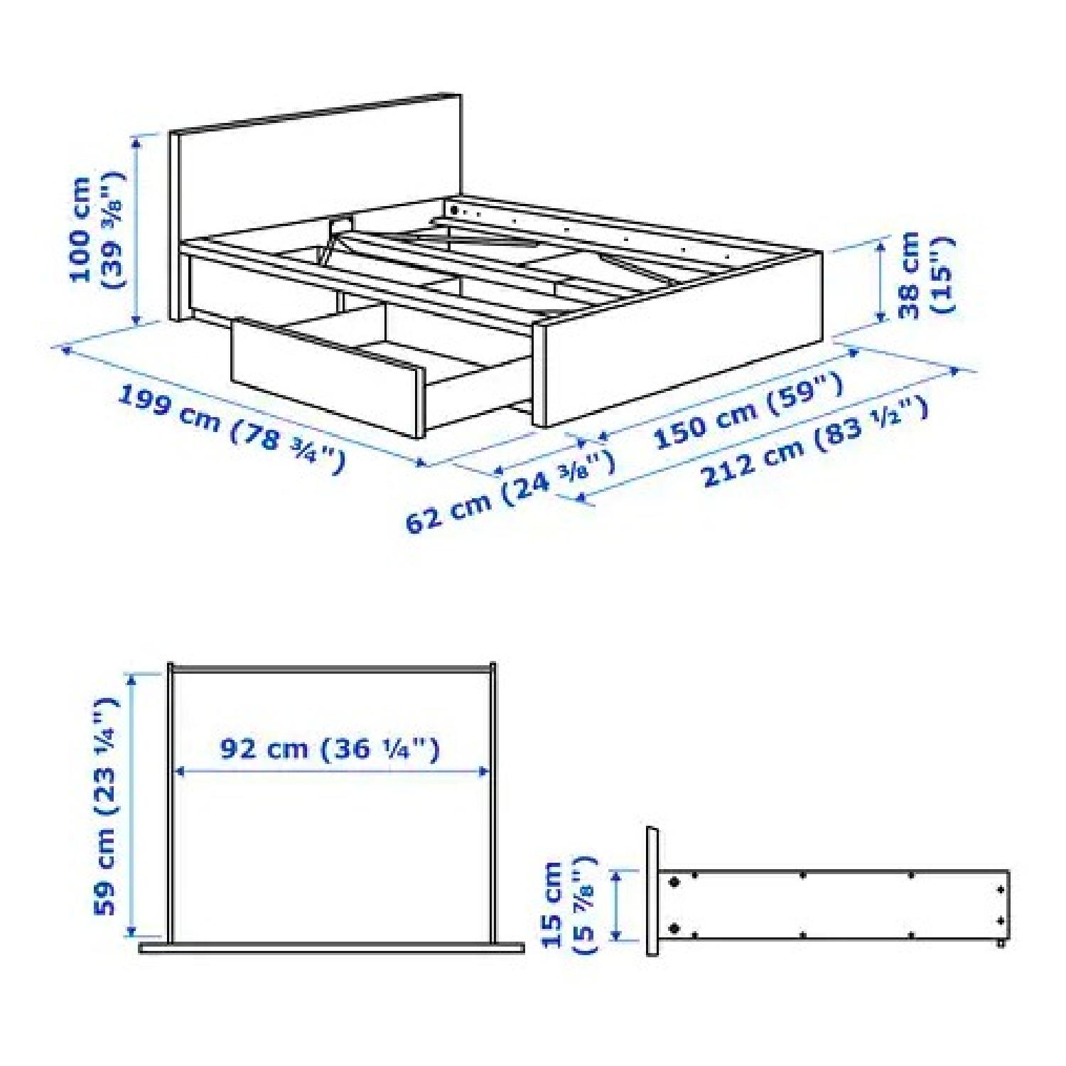 Ikea Malm White Full Size Bed w/ Storage Drawers - image-2