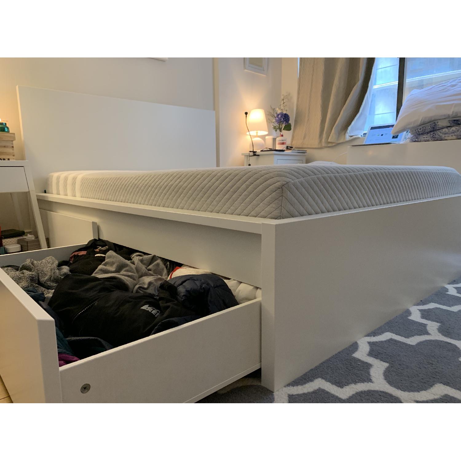 Ikea Malm White Full Size Bed w/ Storage Drawers - image-4