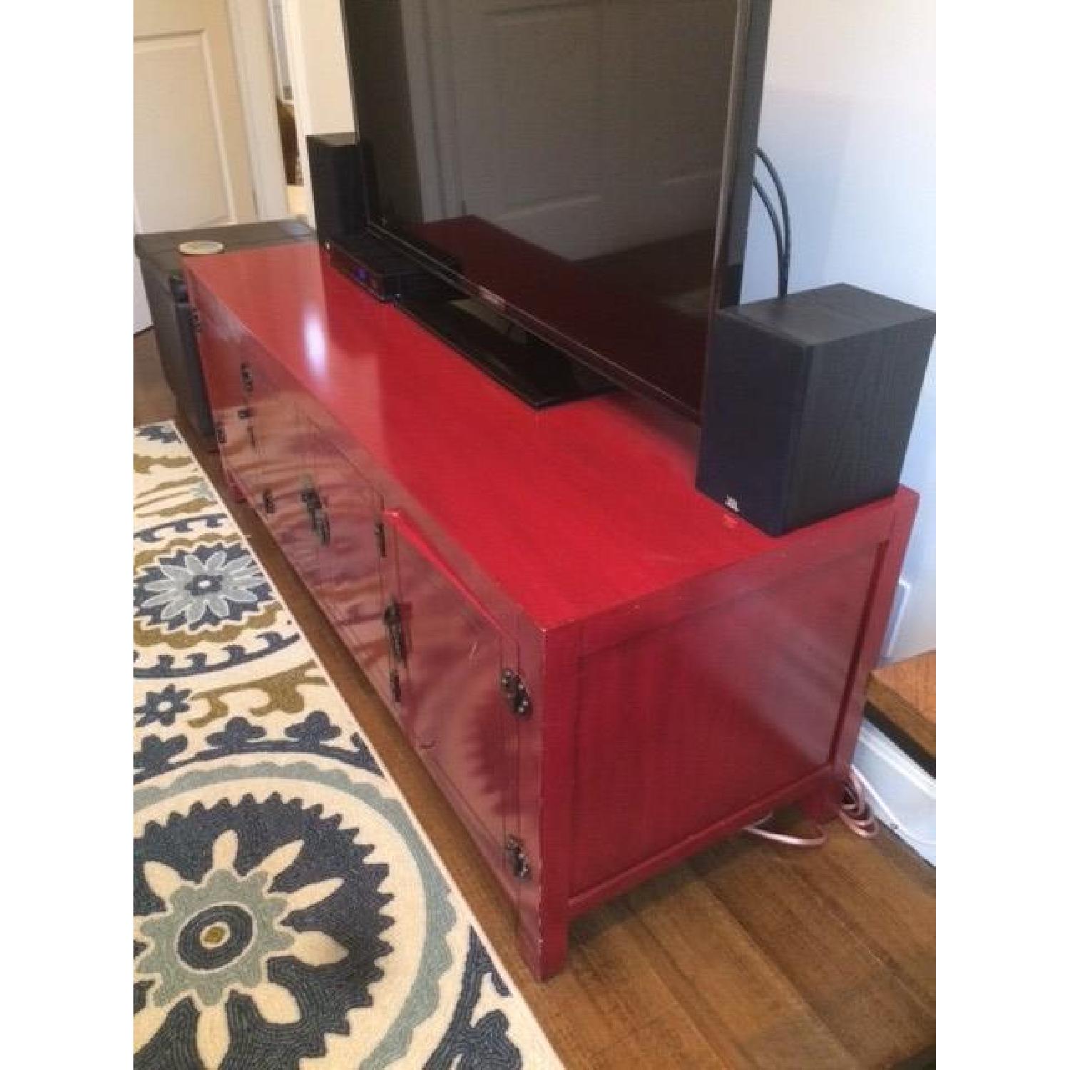 Pier 1 Red Lacquer Media Stand - image-1
