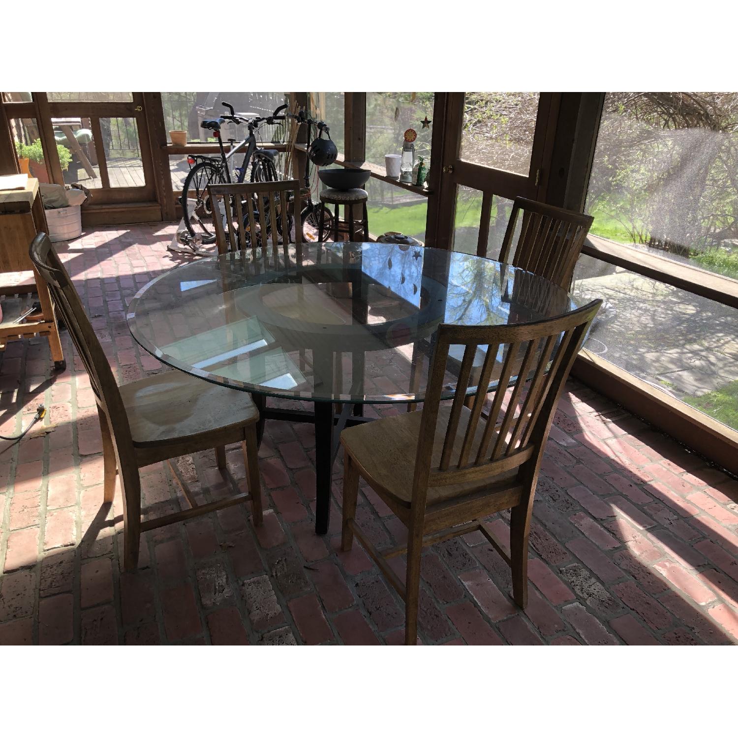 Pottery Barn Round Glass Dining Table w/ 4 Chairs - image-2