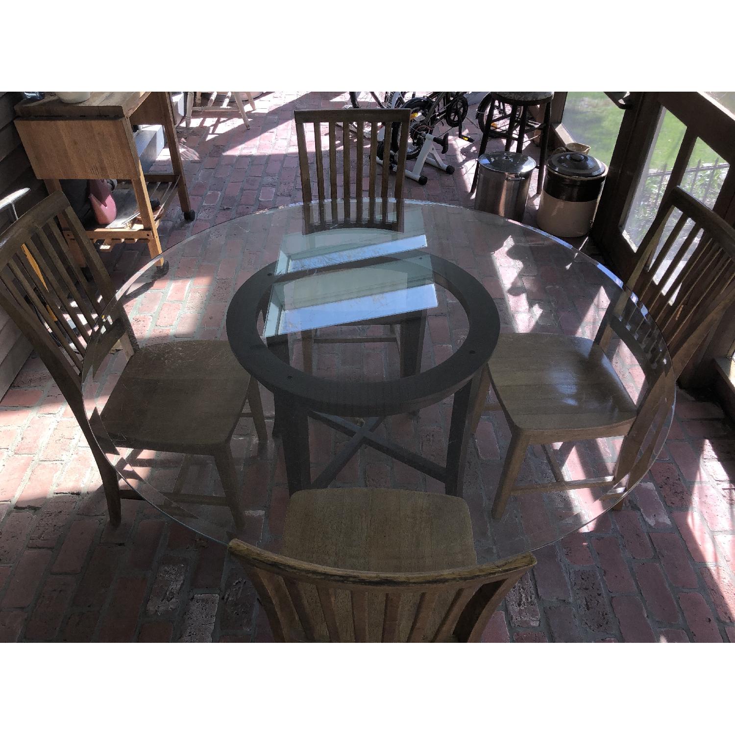 Pottery Barn Round Glass Dining Table w/ 4 Chairs - image-3