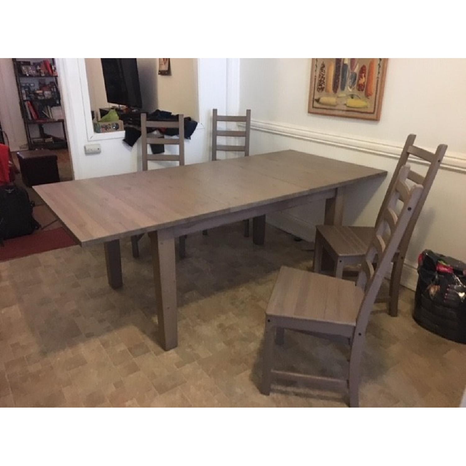 Ikea Extendable Dining Table w/ 4 Chairs in Grey/Brown - AptDeco