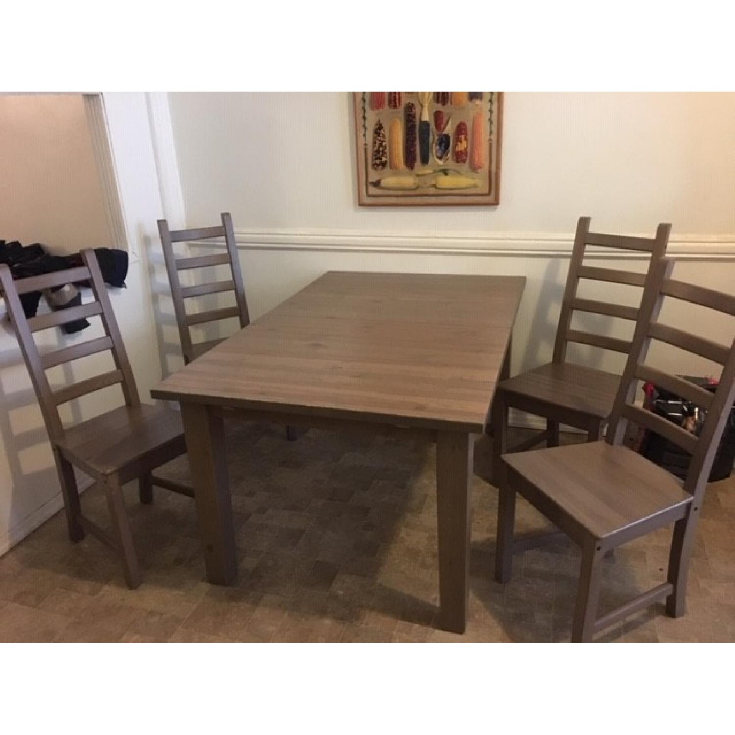Ikea Extendable Dining Table w/ 4 Chairs in Grey/Brown - AptDeco