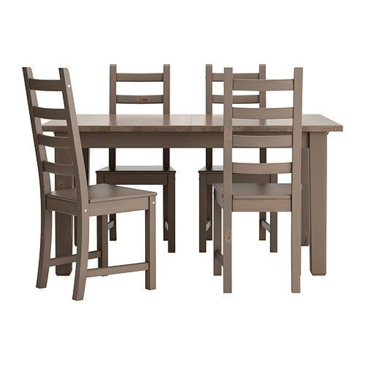 Ikea Extendable Dining Table w/ 4 Chairs in Grey/Brown - AptDeco
