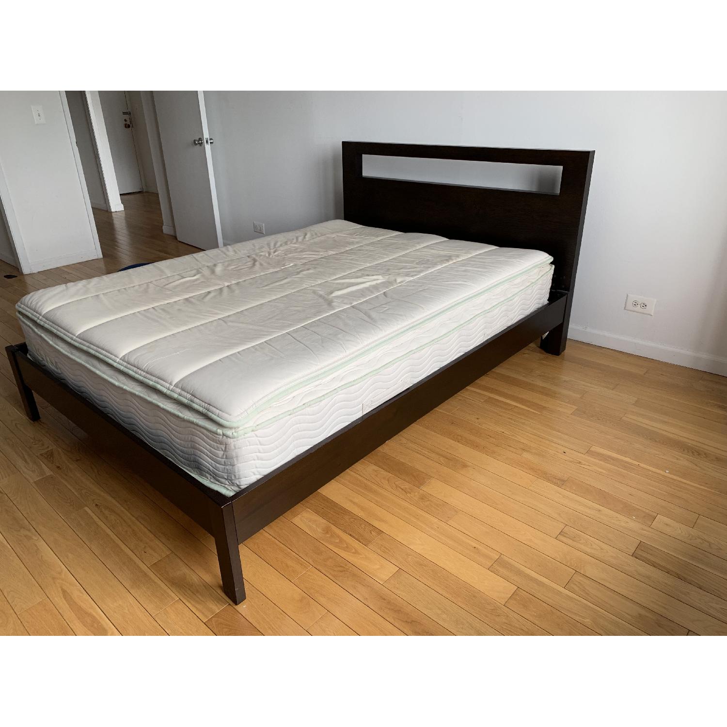 West Elm Simple Queen Size Bed w/ Square Cutout Headboard - image-1