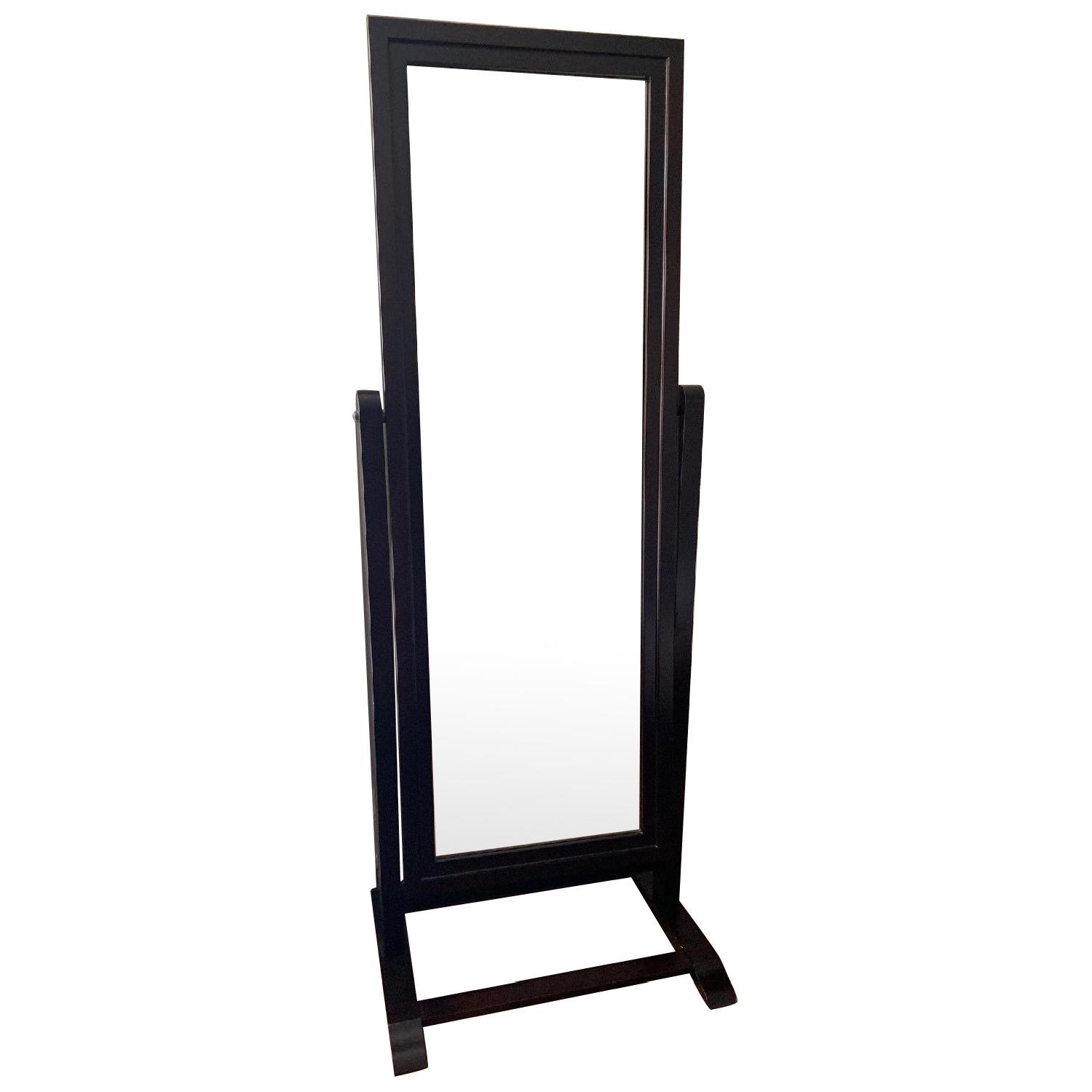 Dark Wood Floor Mirror w/ Stand AptDeco