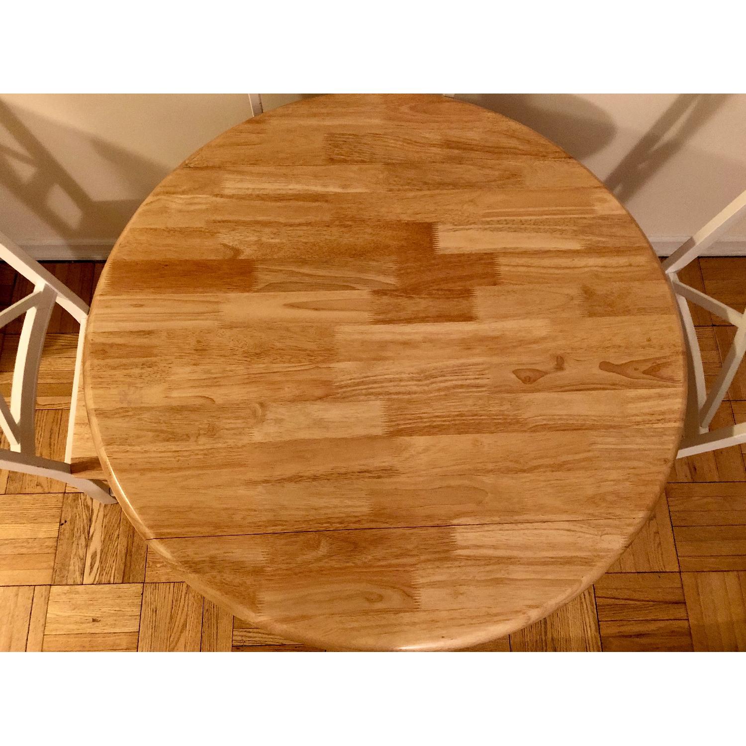 TMS White/Natural Round Drop-Leaf Dining Table w/ 4 Chairs - image-3