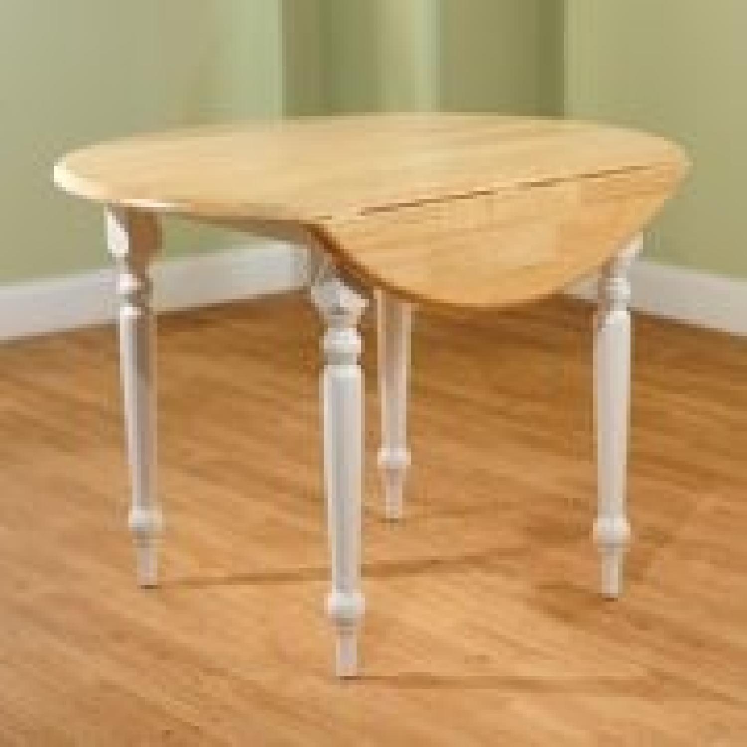 TMS White/Natural Round Drop-Leaf Dining Table w/ 4 Chairs - image-7