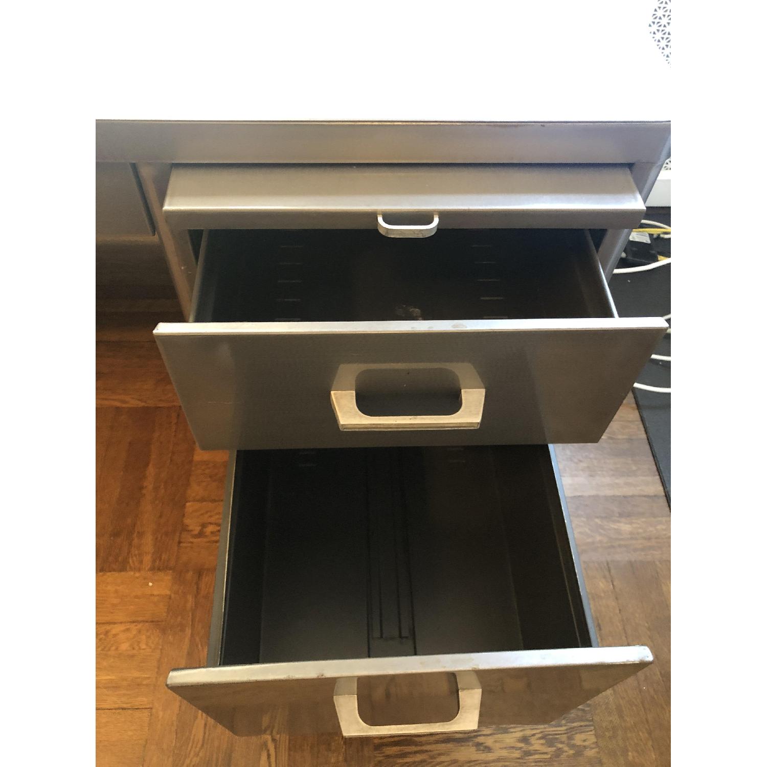 Vintage Mid Century Brushed Steel Tanker Desk - image-2