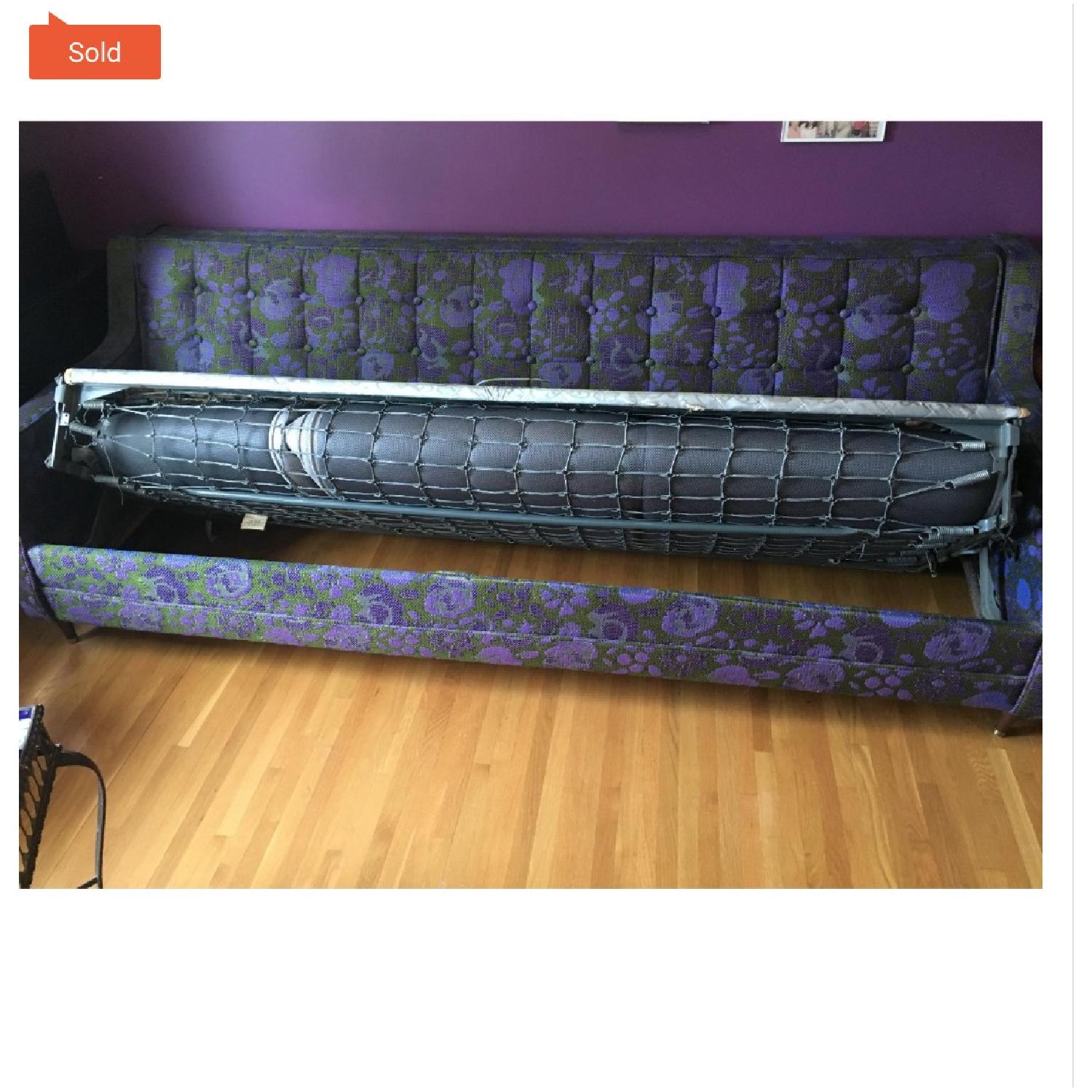 Vintage Mid-Century Modern Floral Ombre Sleeper Sofa - image-4