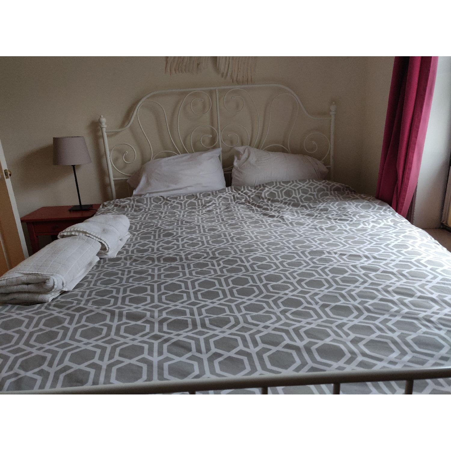 Ikea White Metal Queen Size Bed Frame - image-3