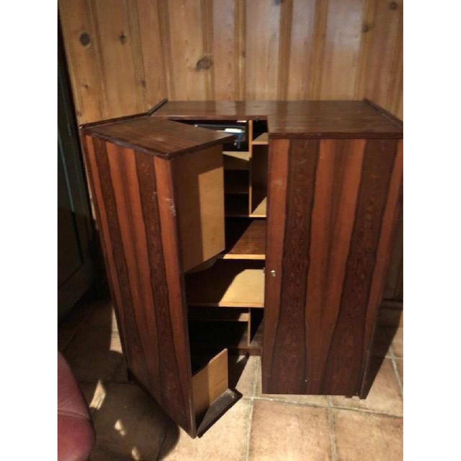 Vintage Mid Century Danish Fold-Out Desk Cabinet - image-3