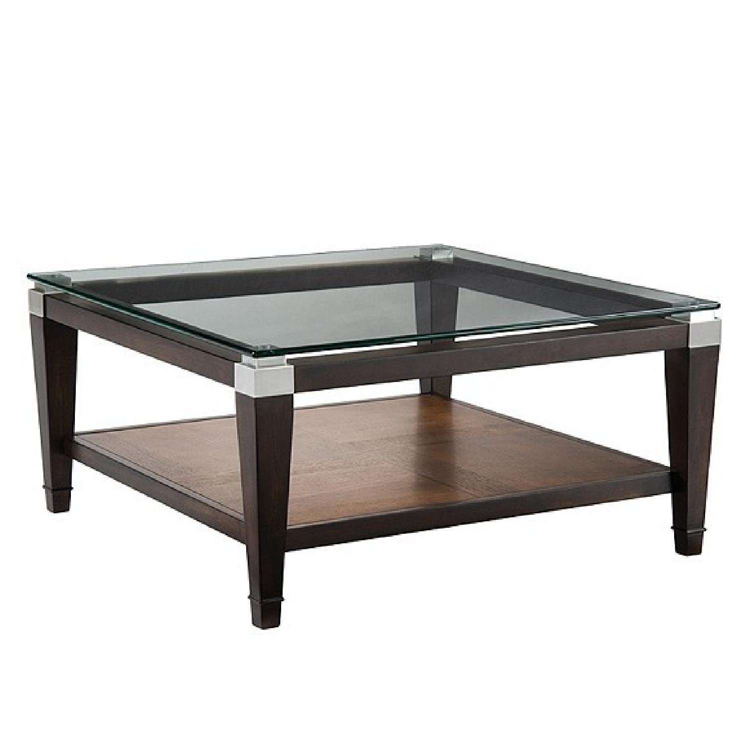 Raymour & Flanigan Glass Top Coffee Table - image-0