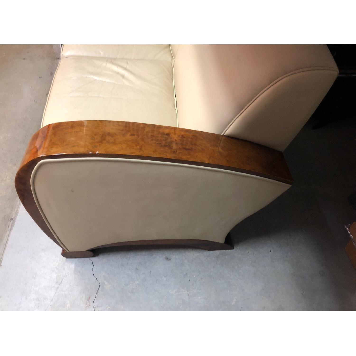 Italian Deco White Leather Sofa - image-2