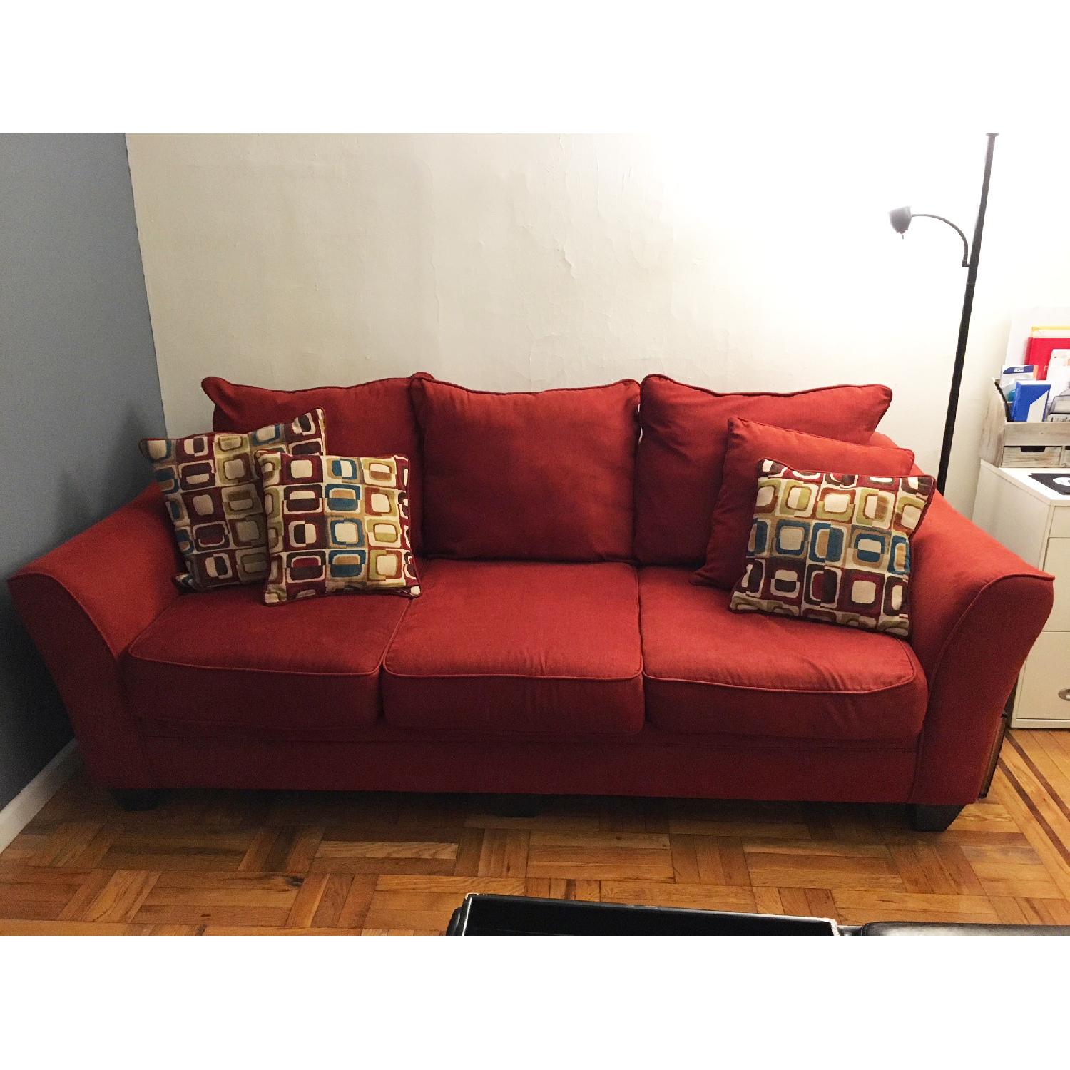 Bob's Red Oversized Sofa w/ Memory Foam Seating - image-1