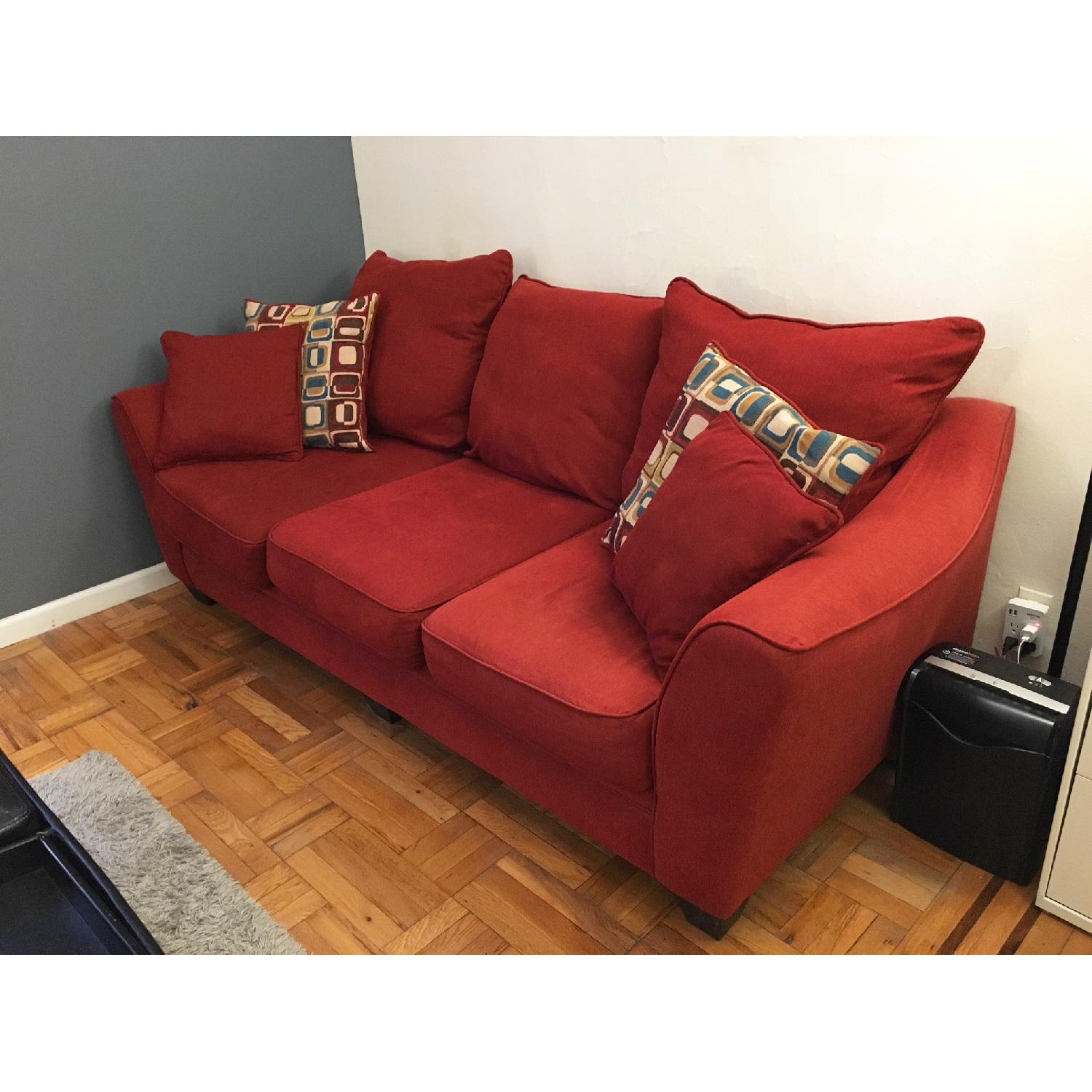 Bob's Red Oversized Sofa w/ Memory Foam Seating - image-4