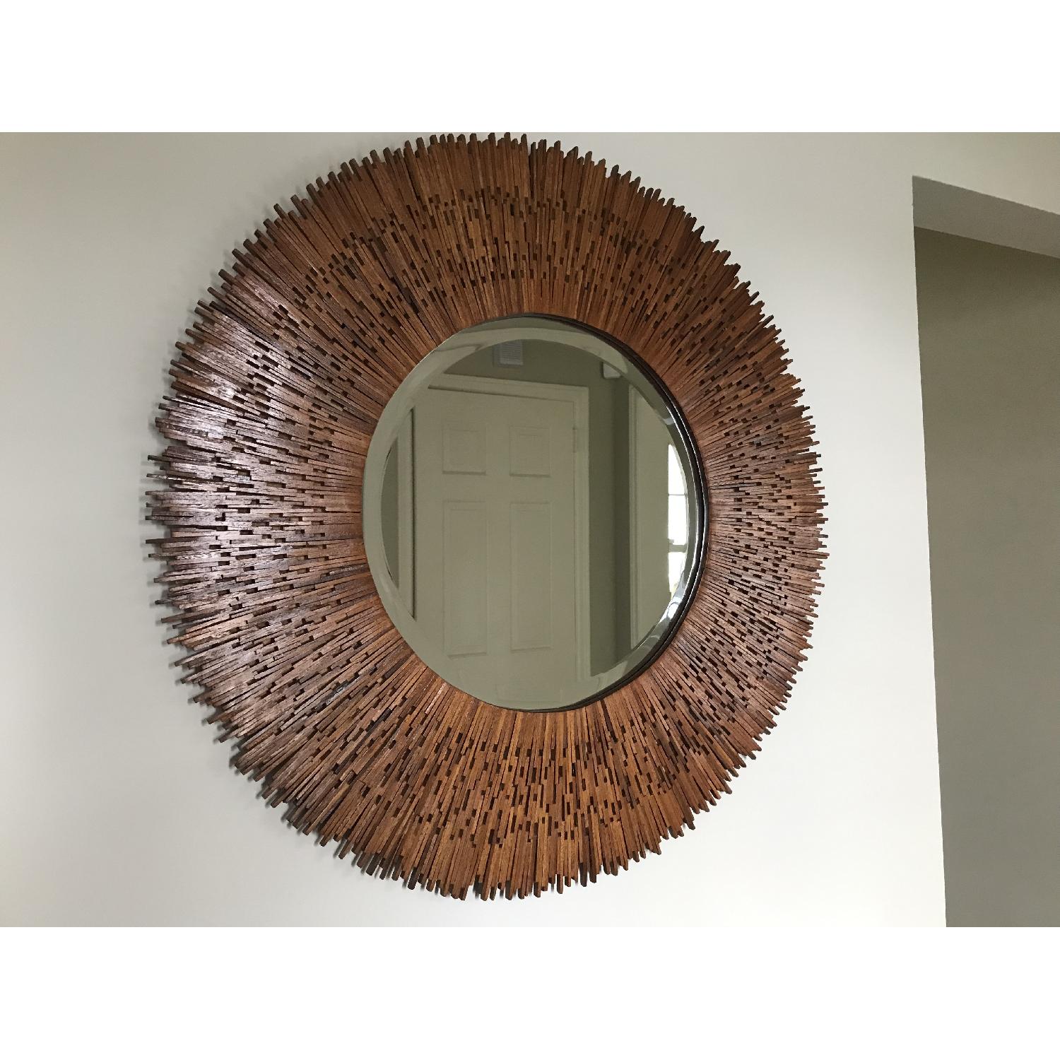 Natural Wood Round Mirror - image-2