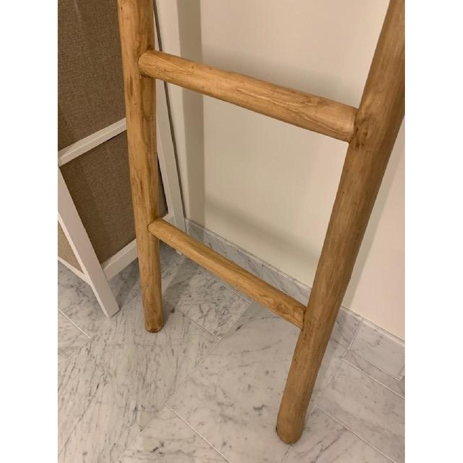 Crate & Barrel Teak Ladder Towel Rack AptDeco