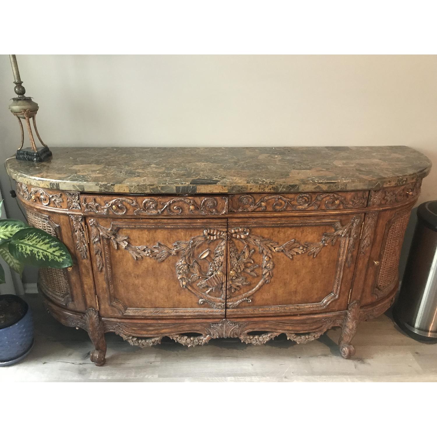 Wood Buffet/Credenza w/ Granite Top - AptDeco