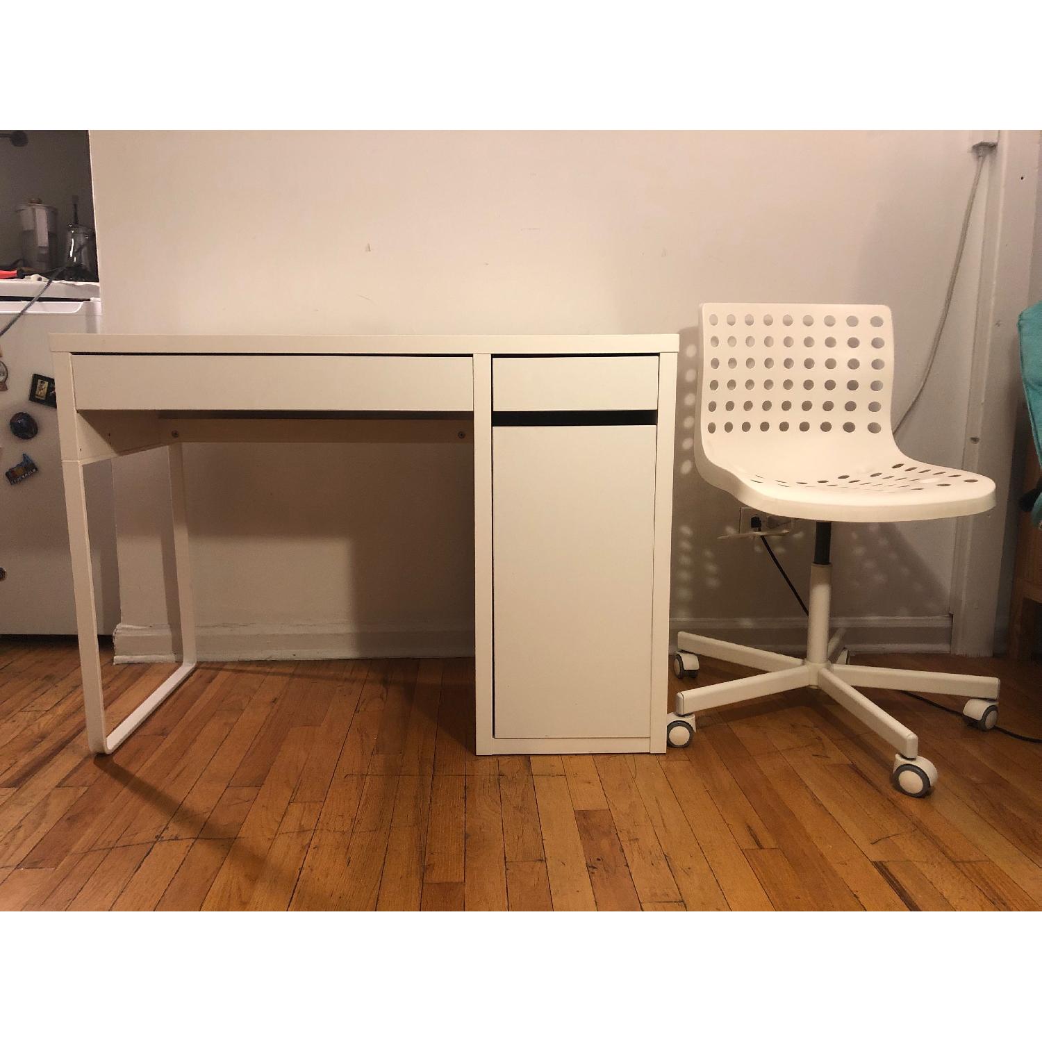 Ikea Micke White Desk & Skalberg Swivel Chair - image-1