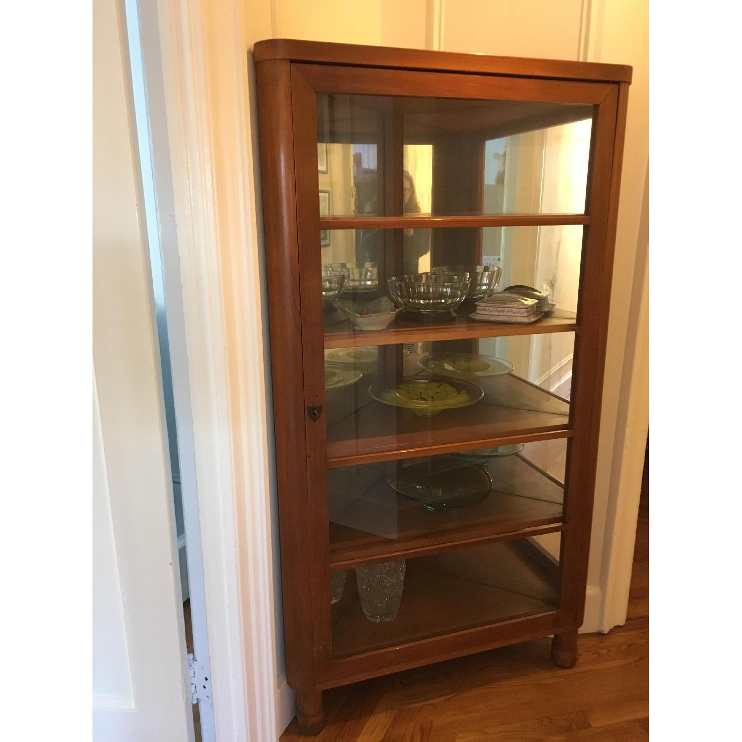 Mid-Century Glass-Front Corner Cabinet - image-1