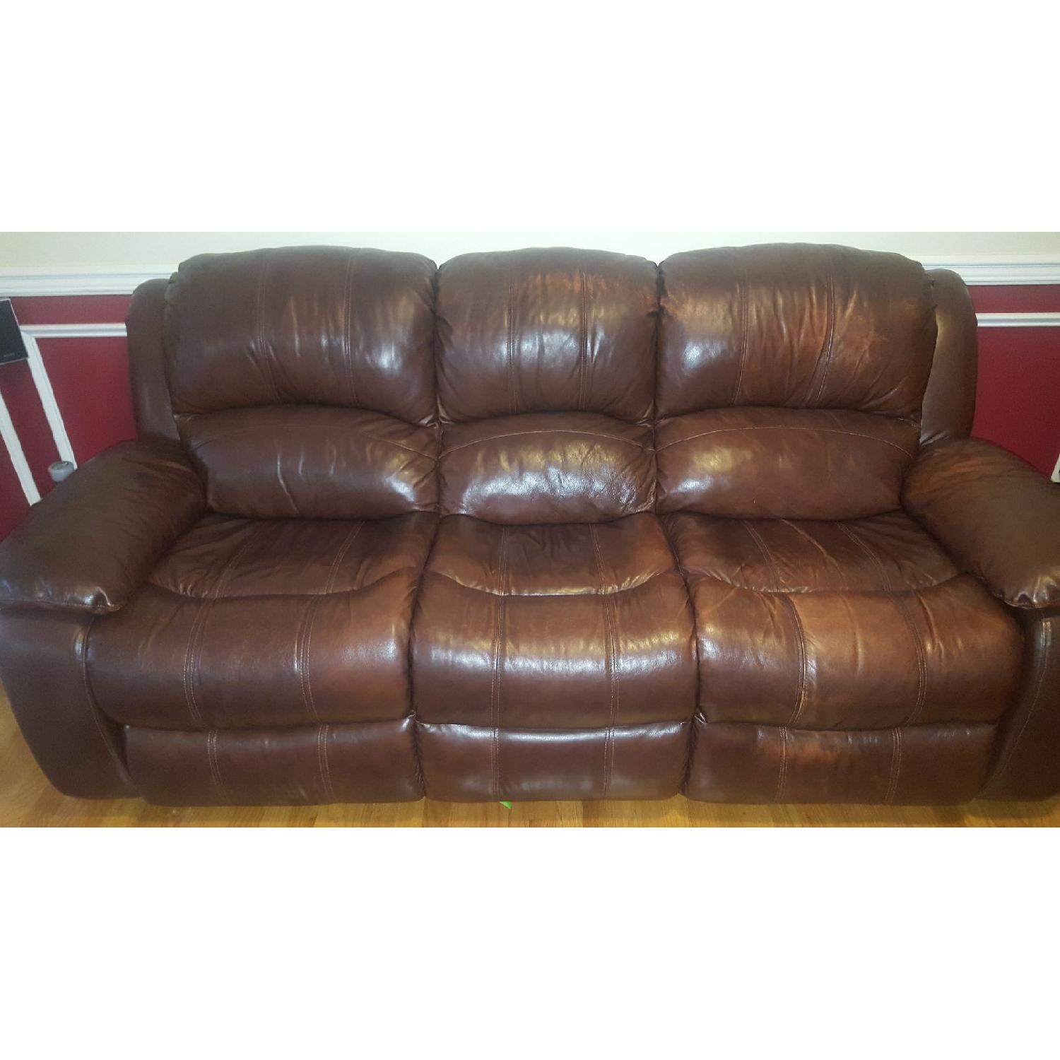 Raymour & Flanigan Bryant II Leather Reclining Sofa - image-1