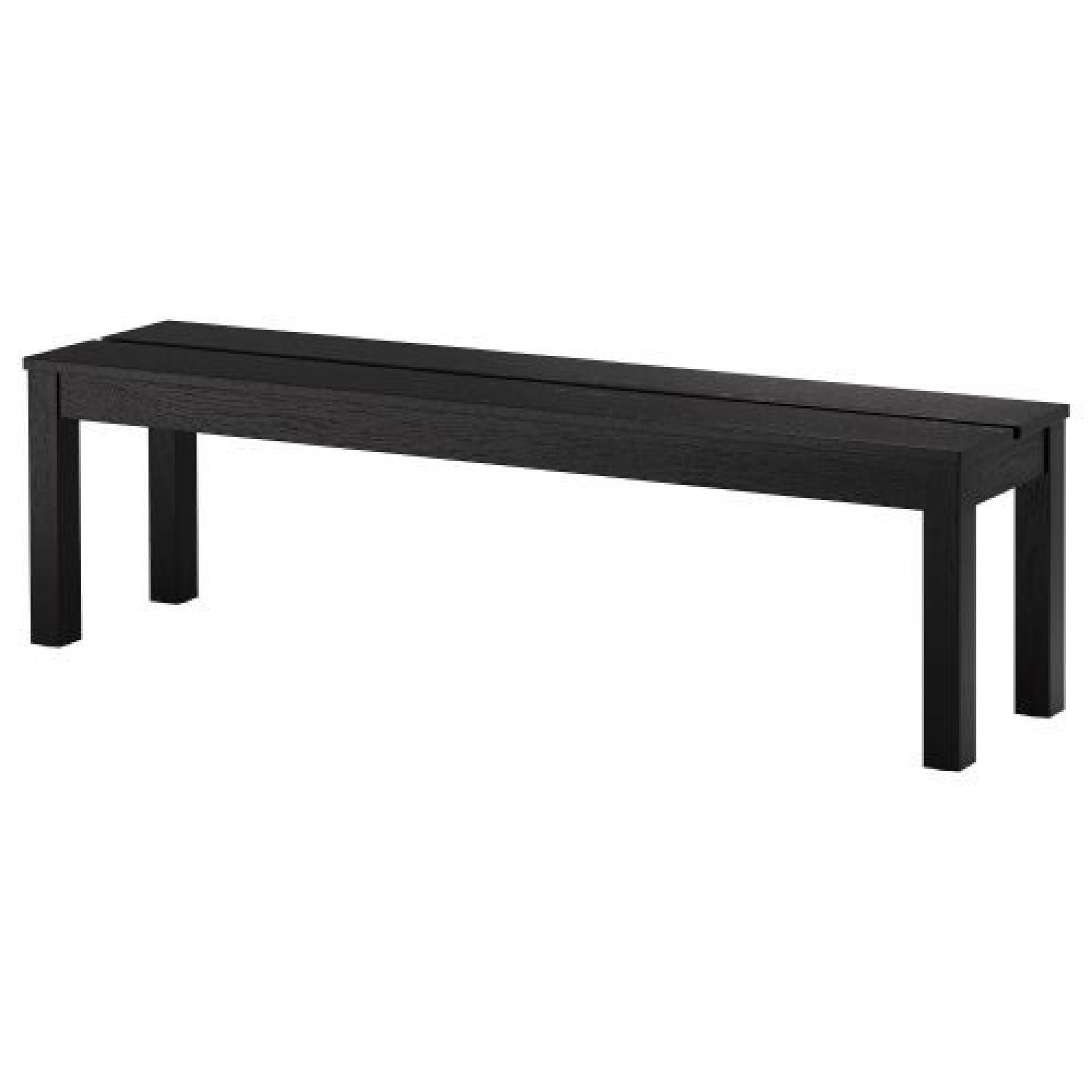 Ikea Espresso Wood Dining Table w/ 2 Benches - image-4