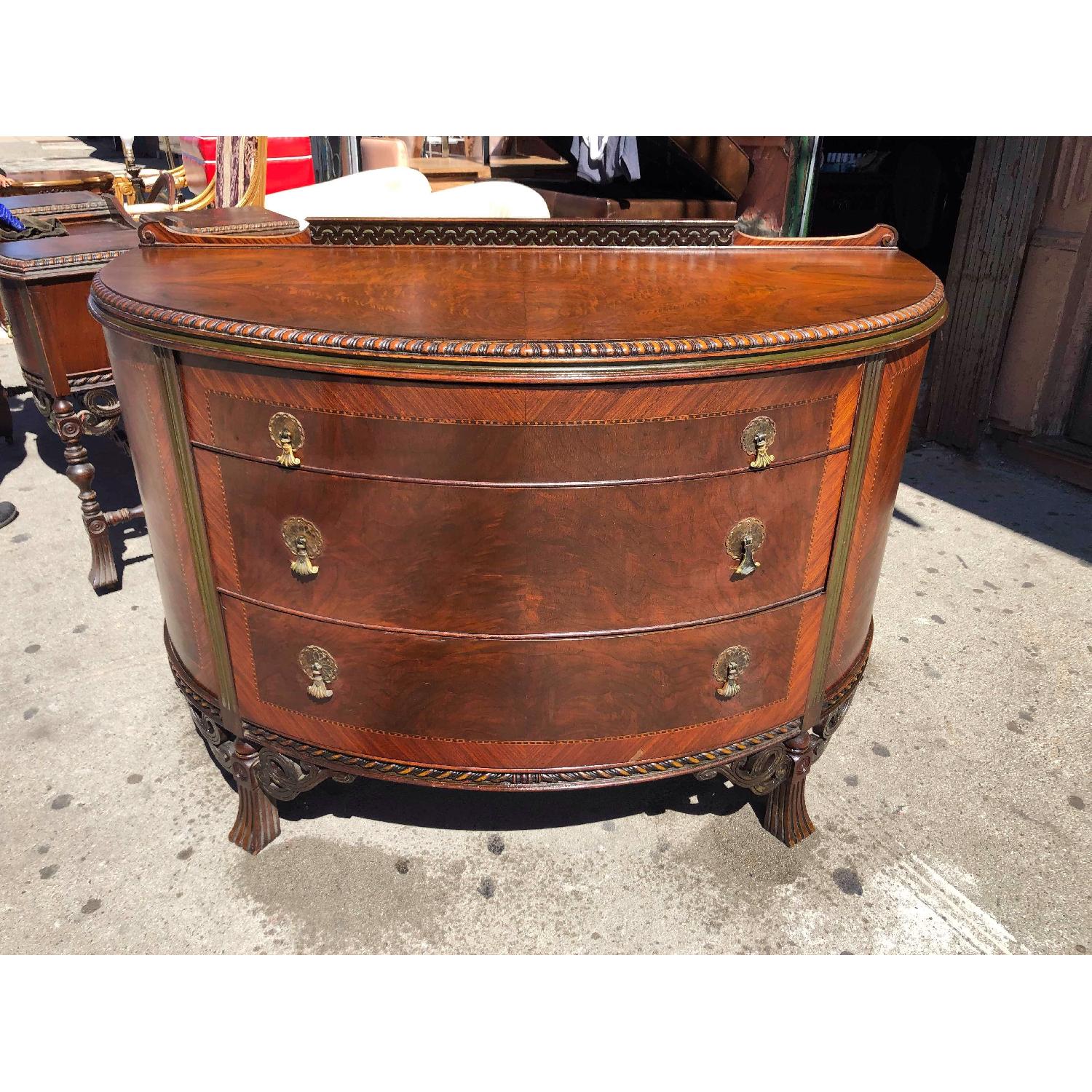 Antique 1920s Half Moon Inlaid Dresser w/ Original Handles - image-24