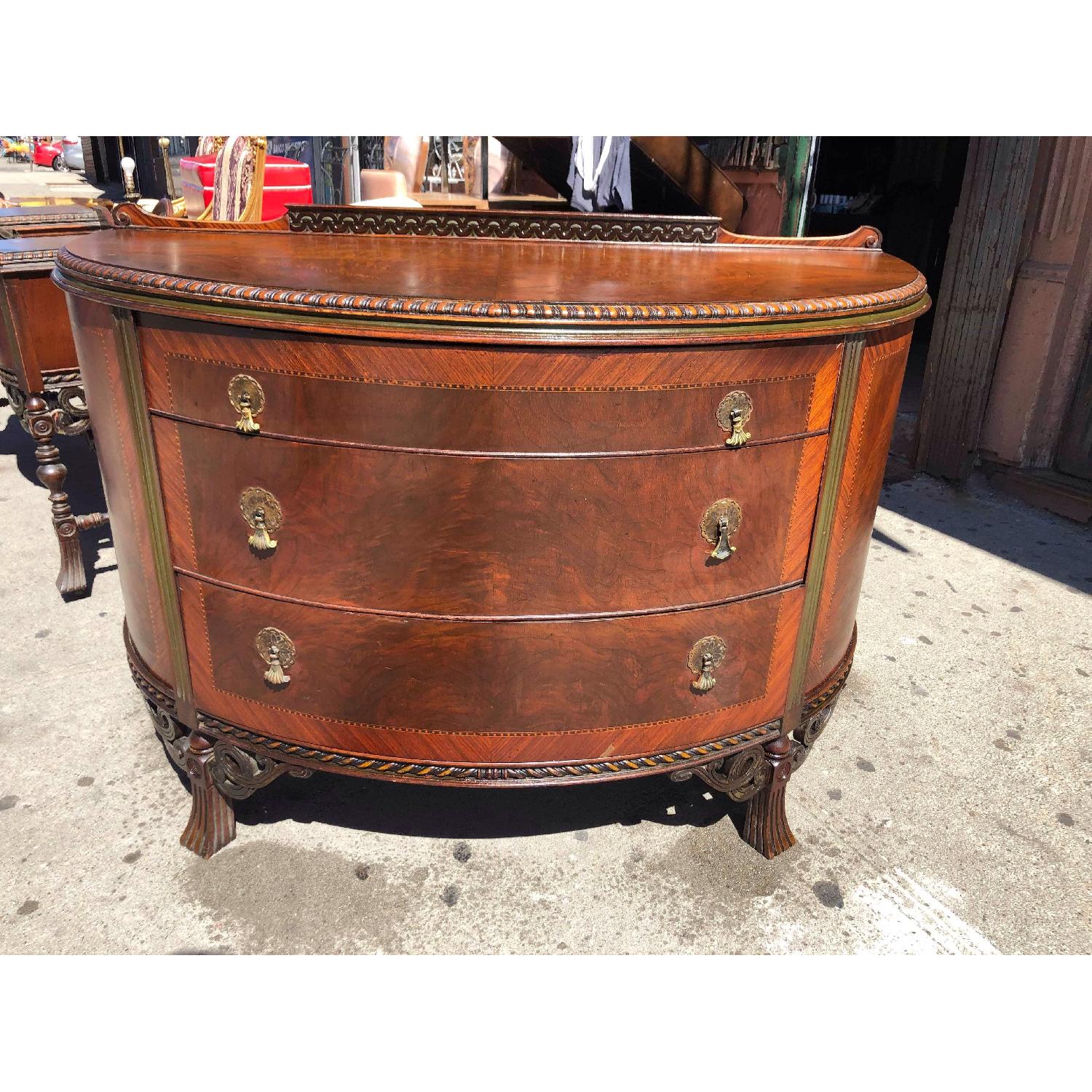 Antique 1920s Half Moon Inlaid Dresser w/ Original Handles - image-25